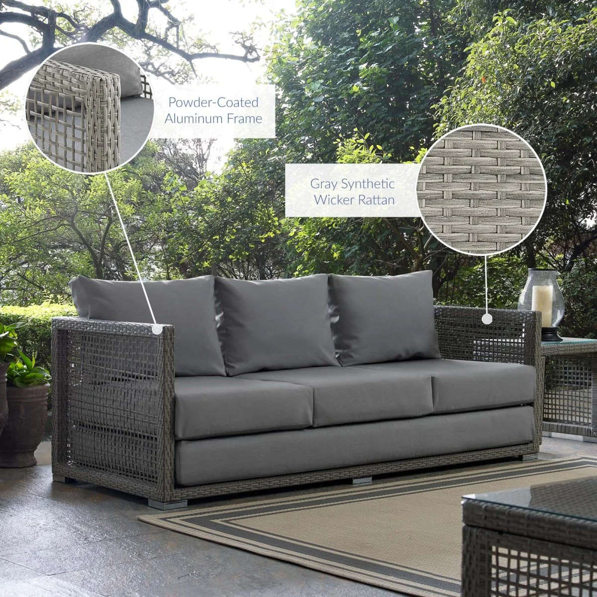 Modern Wicker Rattan Outdoor Sofa - Patio Seating, Weather-Resistant Durable Design - Image 19