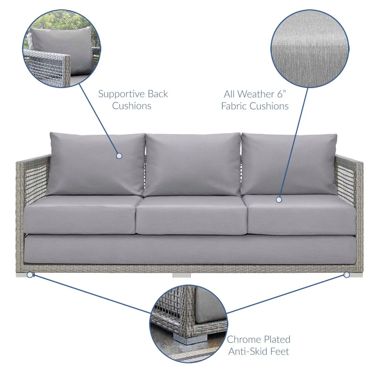 Modern Wicker Rattan Outdoor Sofa - Patio Seating, Weather-Resistant Durable Design - Image 20