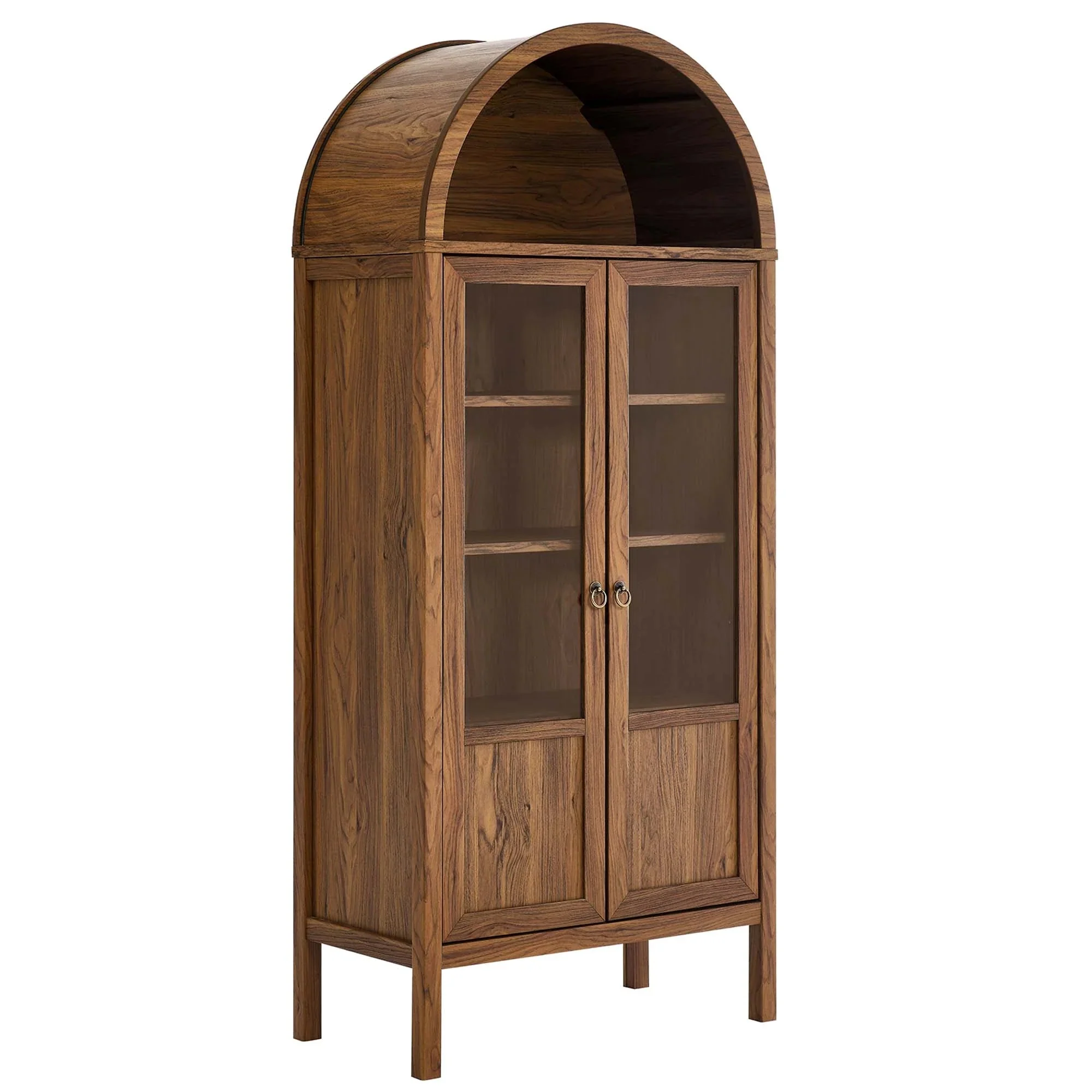 Modern Wood Grain Arched Tall Storage Display Cabinet – 71 Inch - Image 15