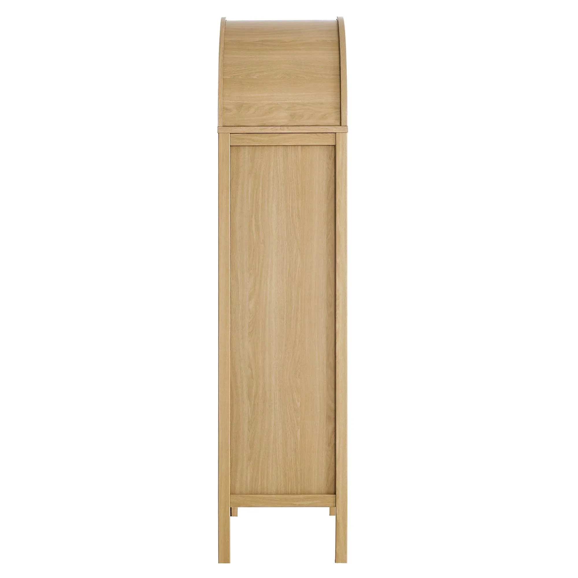 Modern Wood Grain Arched Tall Storage Display Cabinet – 71 Inch - Image 3