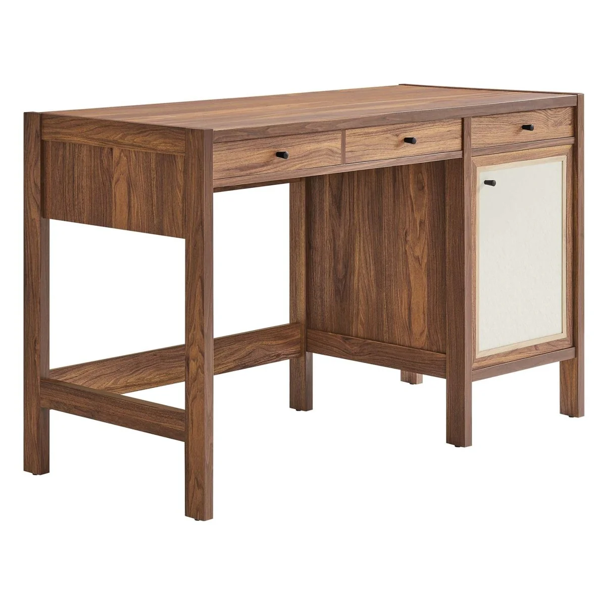 49" Walnut Modern Wood Grain Office Desk with Storage Drawers