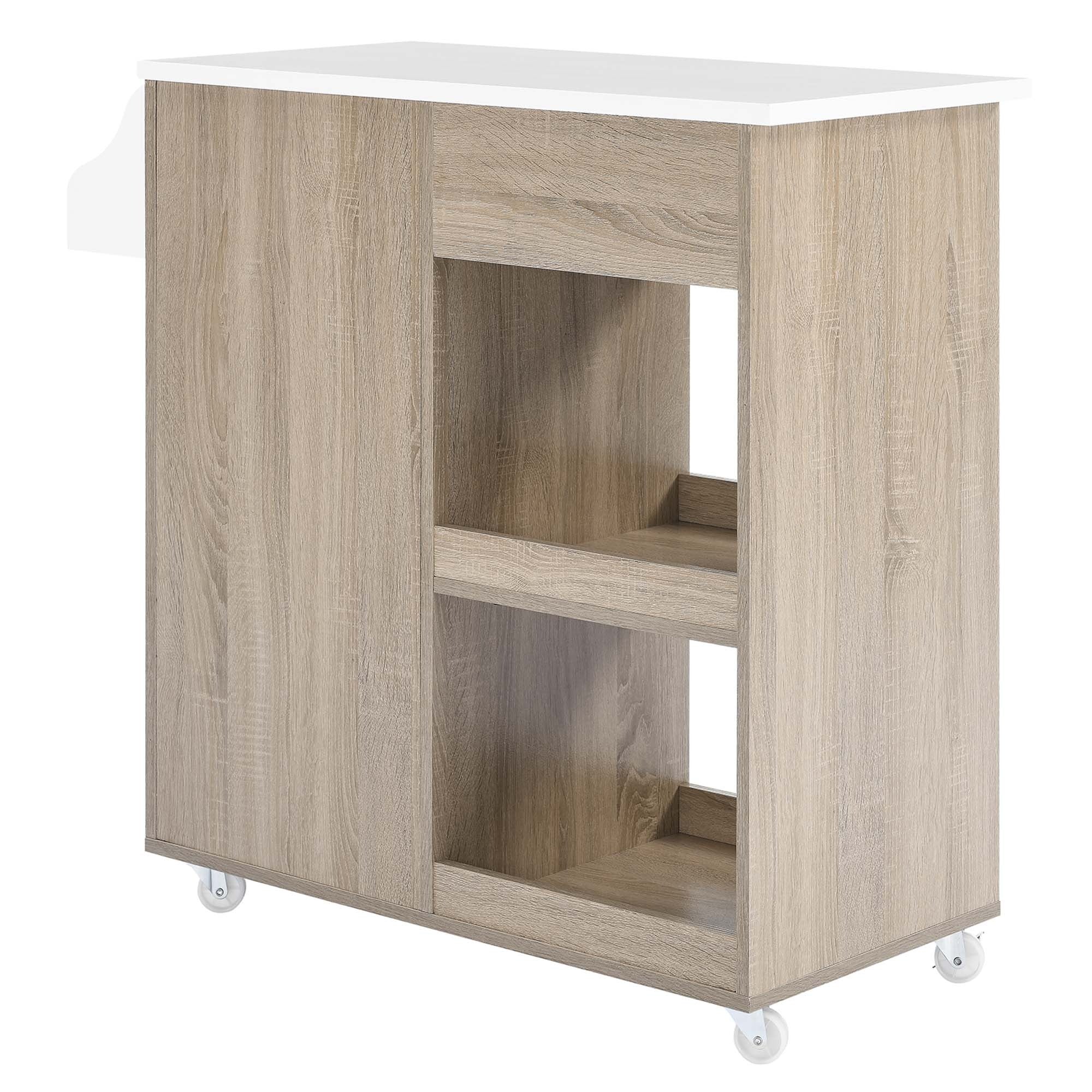 Modern Wood Top Kitchen Cart – Walnut and Black 33 Inch - Image 27