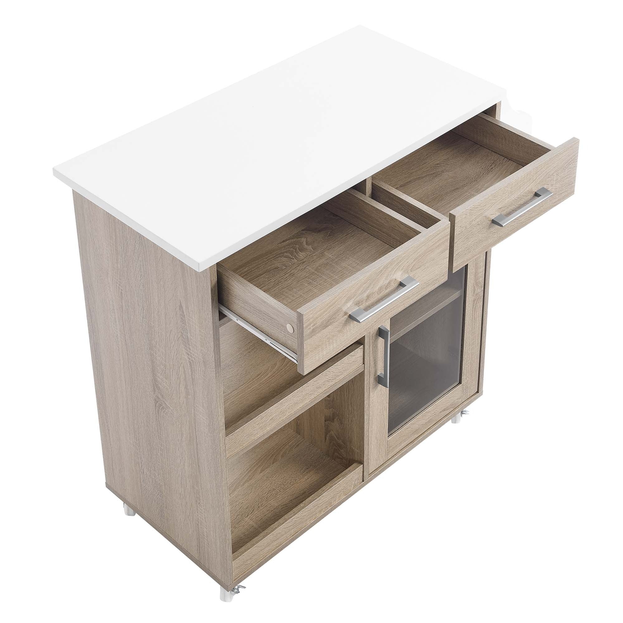 Modern Wood Top Kitchen Cart – Walnut and Black 33 Inch - Image 30