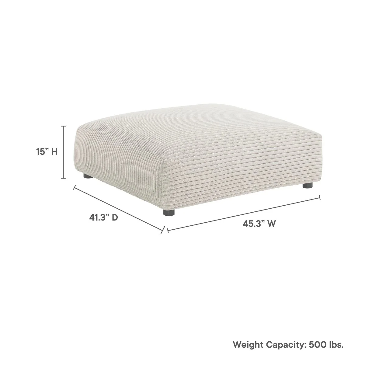 Modular Corduroy Upholstered Ottoman – Large Square 45 Inch - Image 3