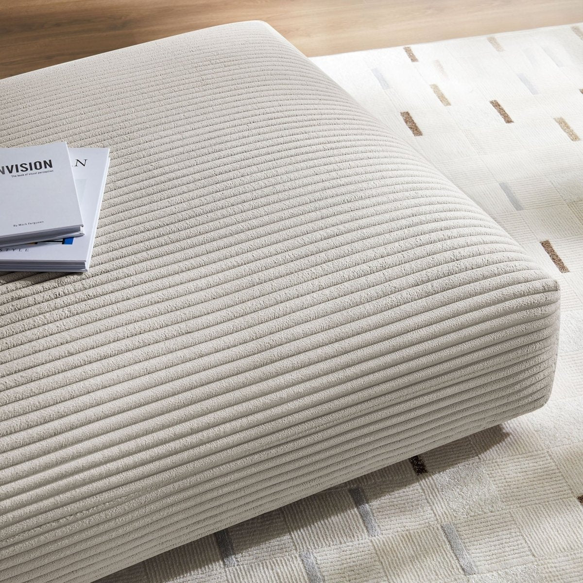 Modular Corduroy Upholstered Ottoman – Large Square 45 Inch - Image 4