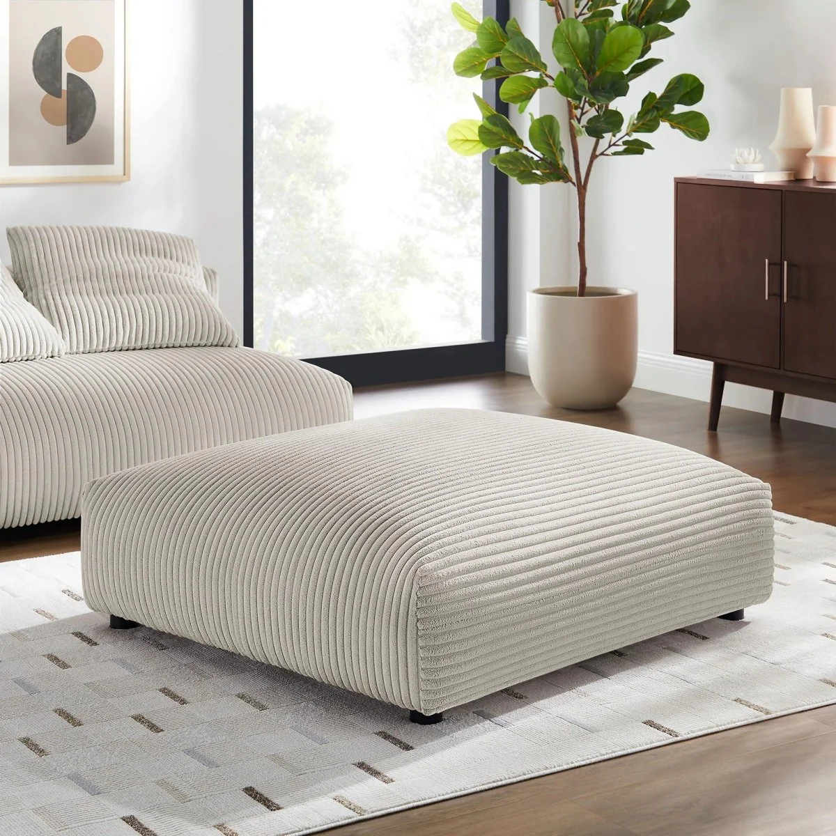 Modular Corduroy Upholstered Ottoman – Large Square 45 Inch - Image 6
