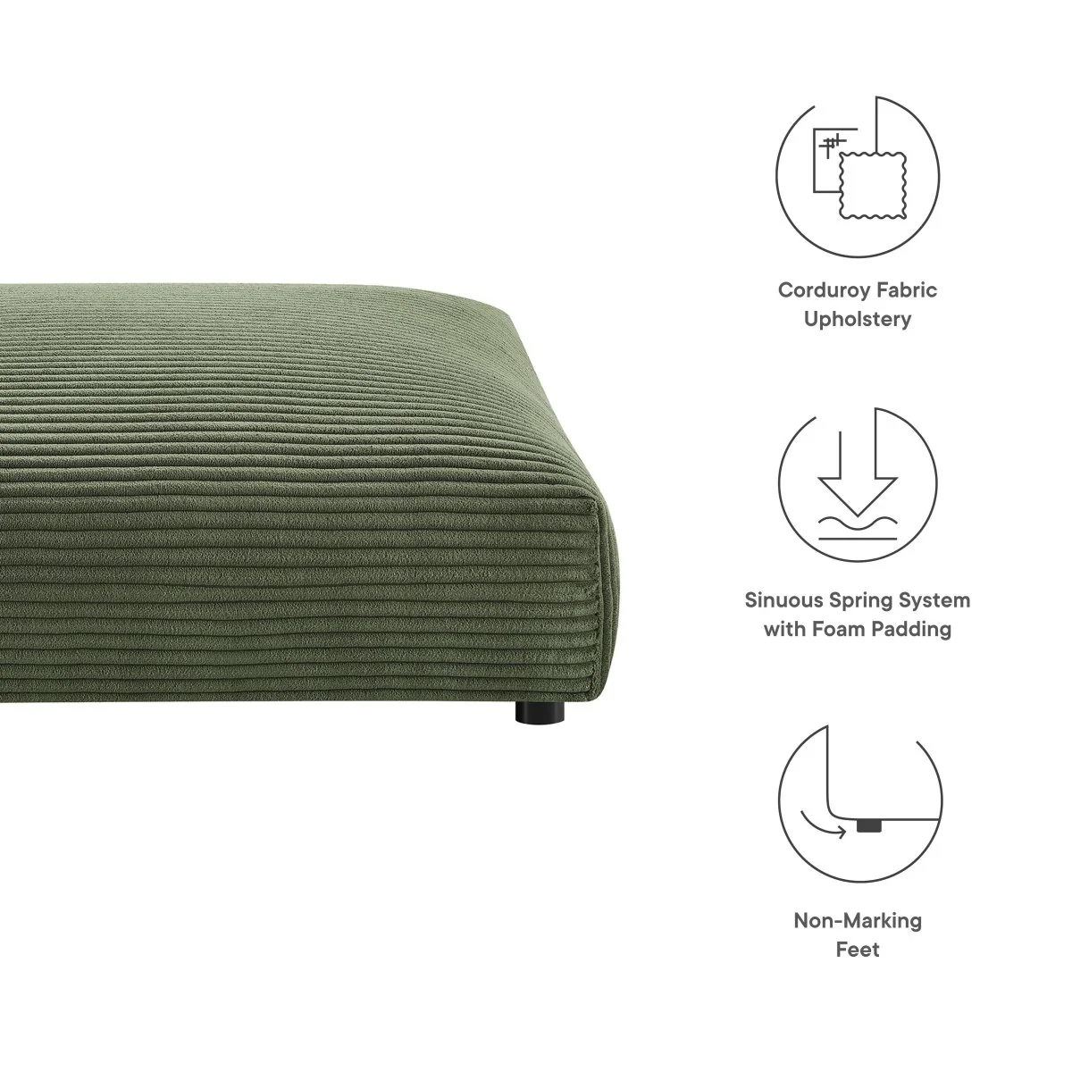Modular Corduroy Upholstered Ottoman – Large Square 45 Inch - Image 9