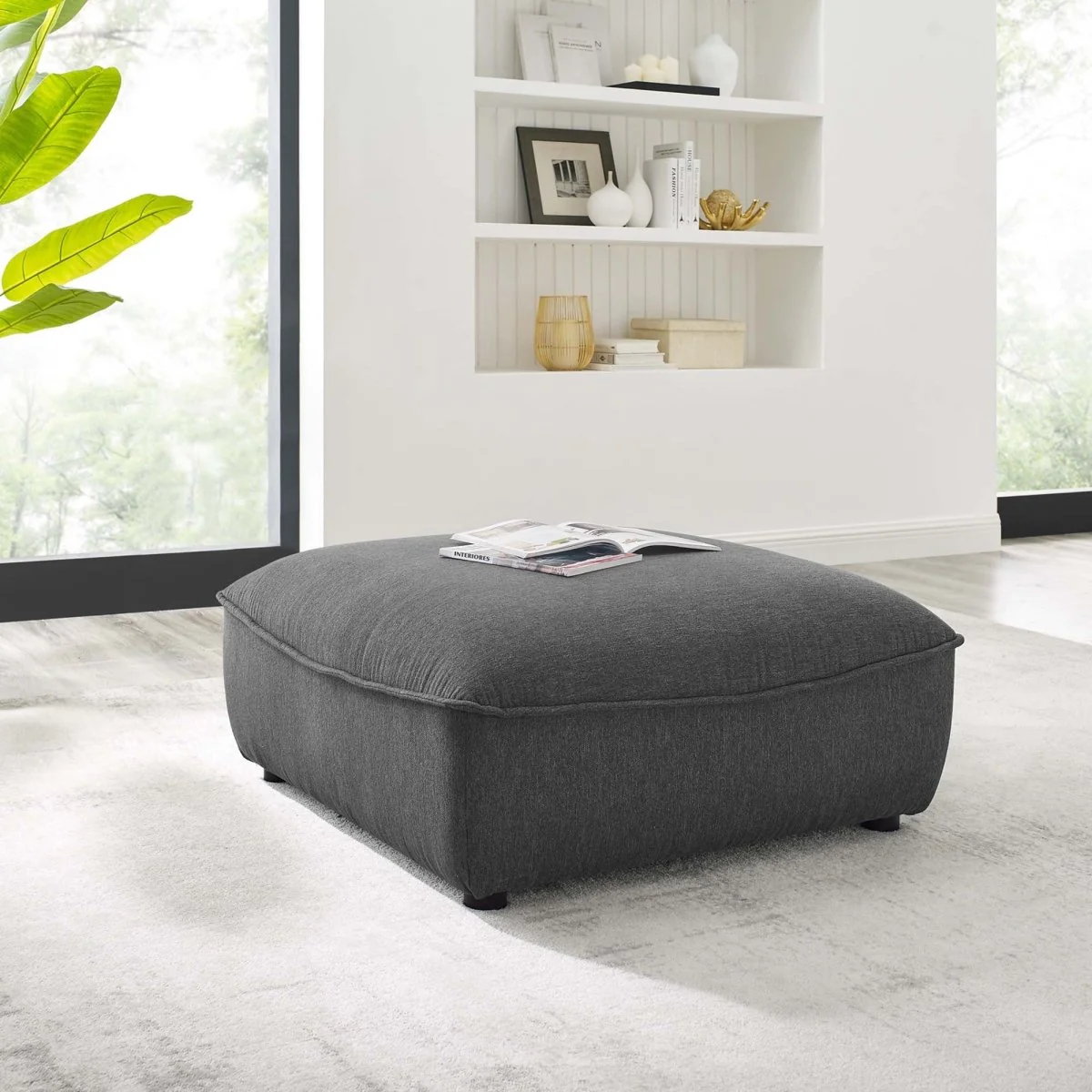 Modular Fabric Sectional Ottoman with Piping – 36 Inch - Image 8