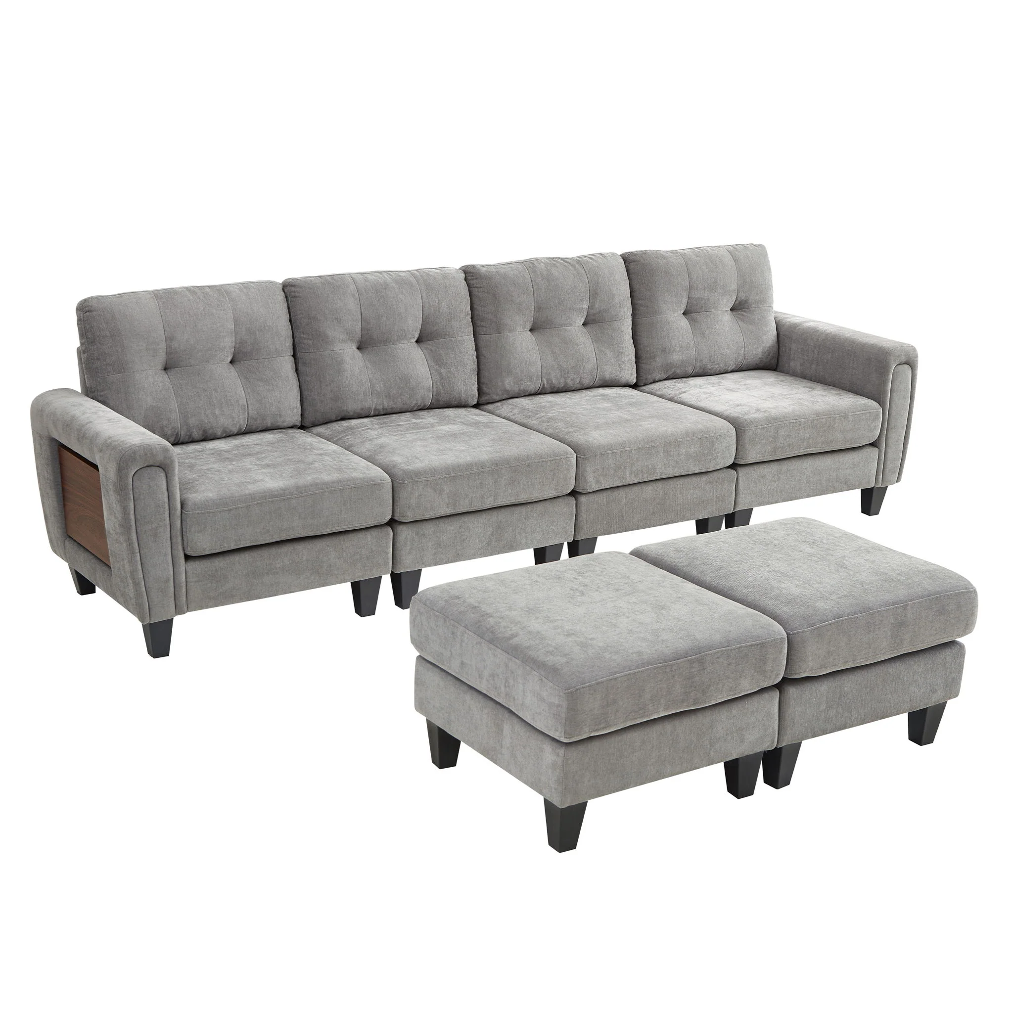 Modular Sectional Sofa With Movable Ottomans, USB Ports & Side Tables - Image 17