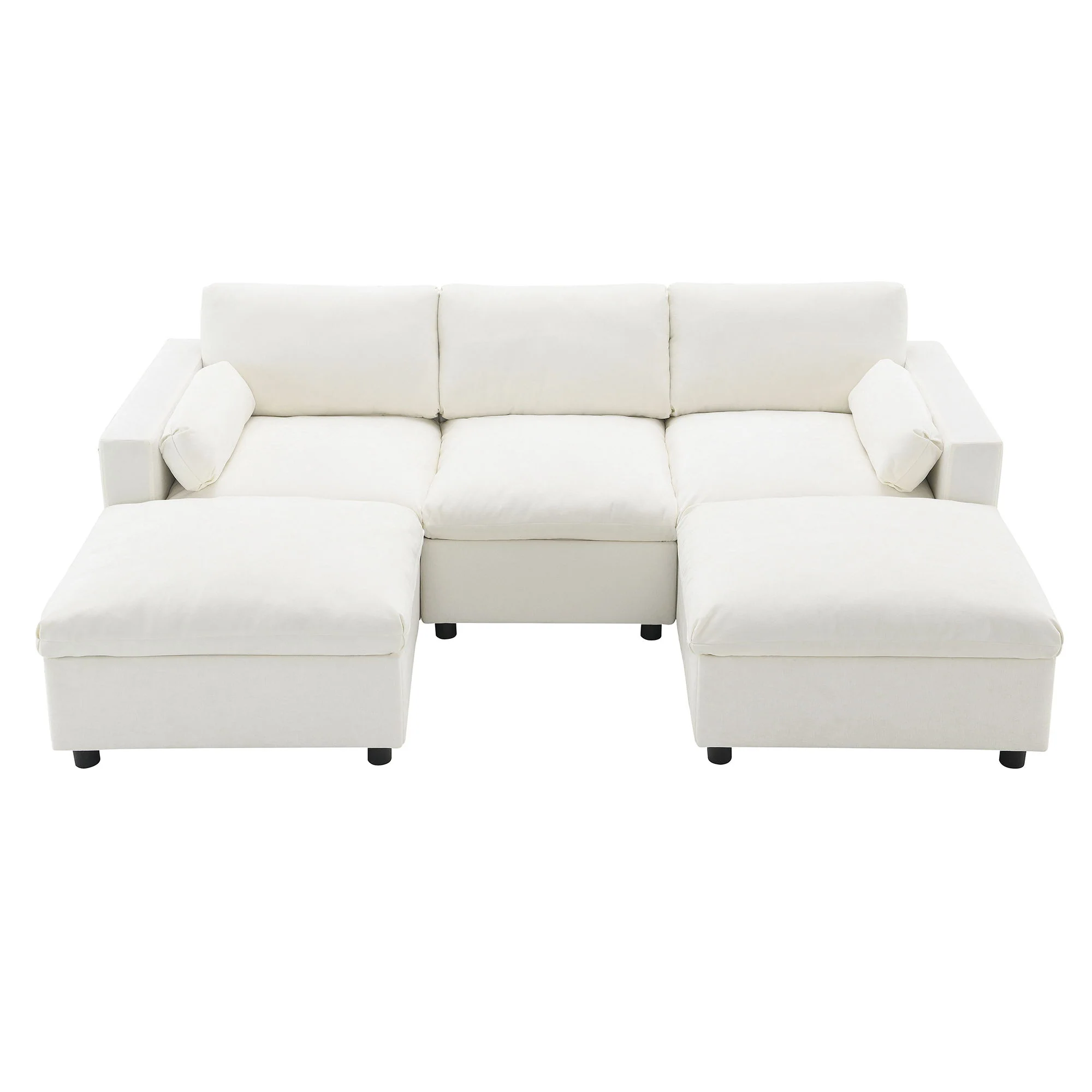 Modular Sectional With Storage Pockets, 5 Seat U Shaped Couch Set With Pillows, Free Combination Modern Cloud Sofa With 2 Movable Ottoman - Image 14