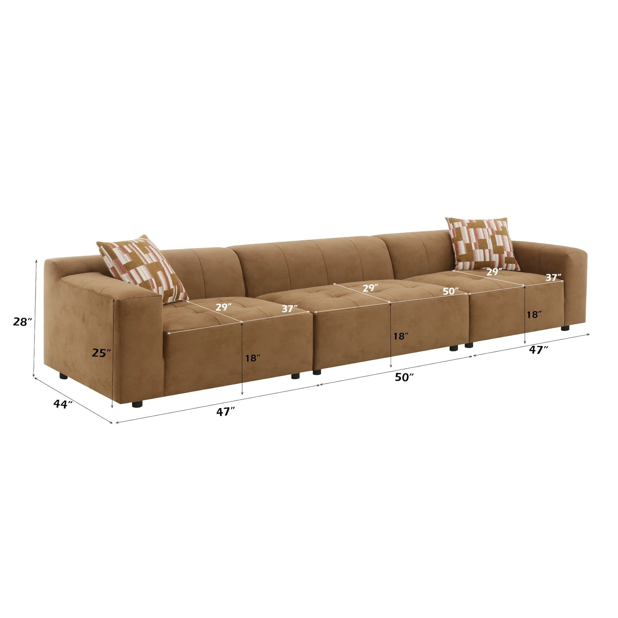 Modular Sofa Set With 2 Matching Toss Pillows - Chocolate - Image 7