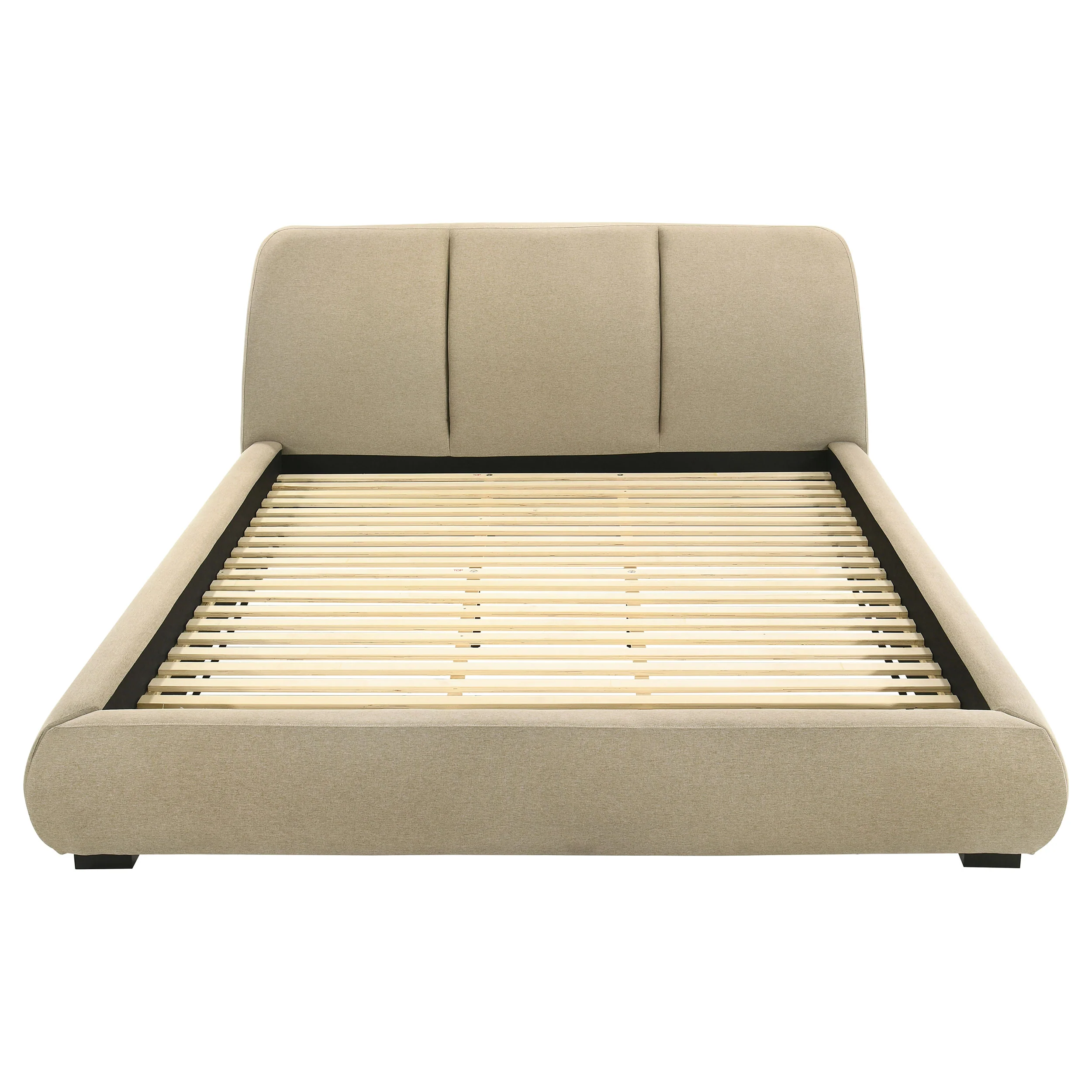 Mokena 46-inch Upholstered Eastern King Platform Bed in Light Brown - Image 4