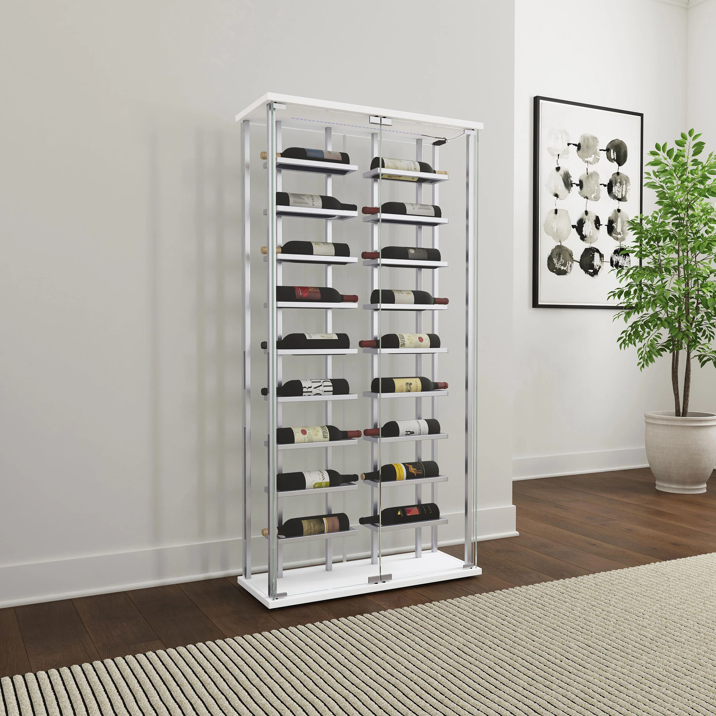Montara Tempered Glass Wine Cabinet with LED Lighting - Image 3