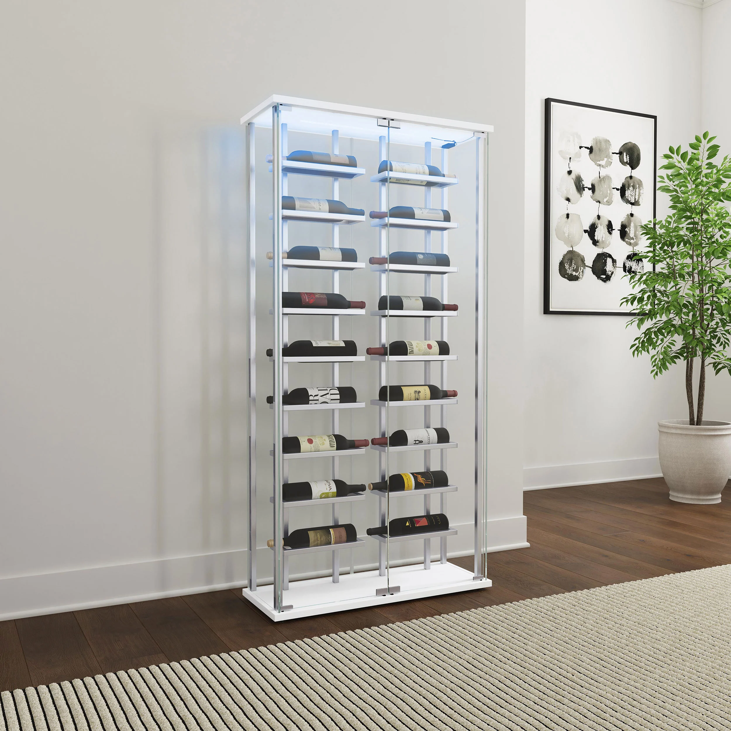Montara Tempered Glass Wine Cabinet with LED Lighting - Image 4