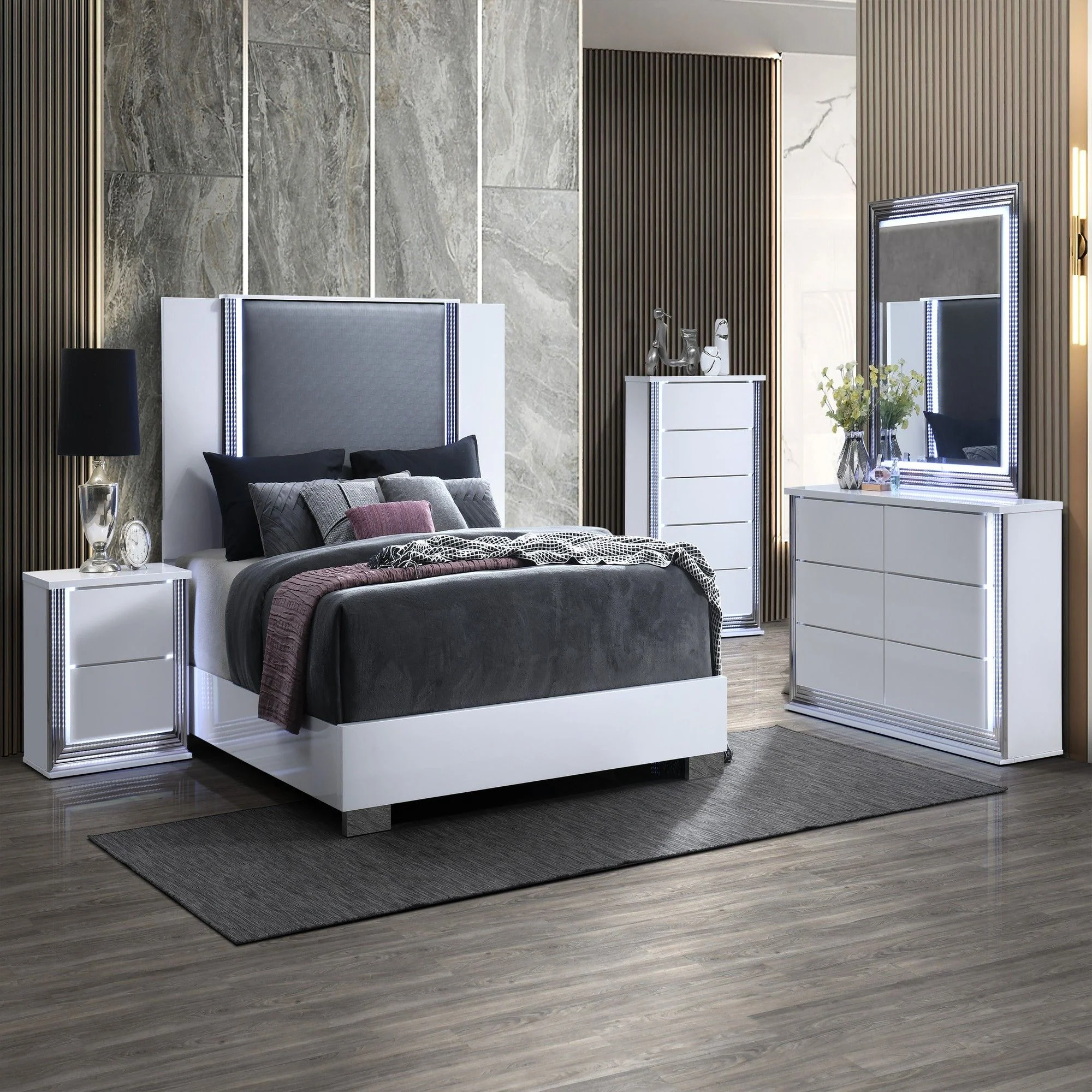 Moon - 5 Pieces Bedroom Set With LED Accent - Image 6
