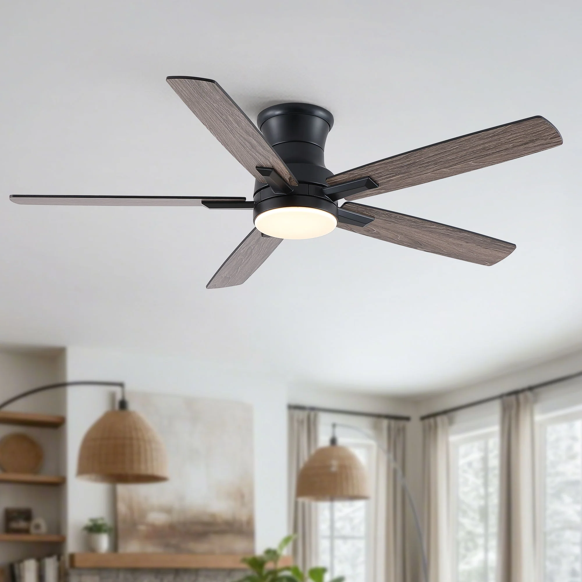 Mordern Flush Mount Ceiling Fan With Light And Remote Control - Image 8