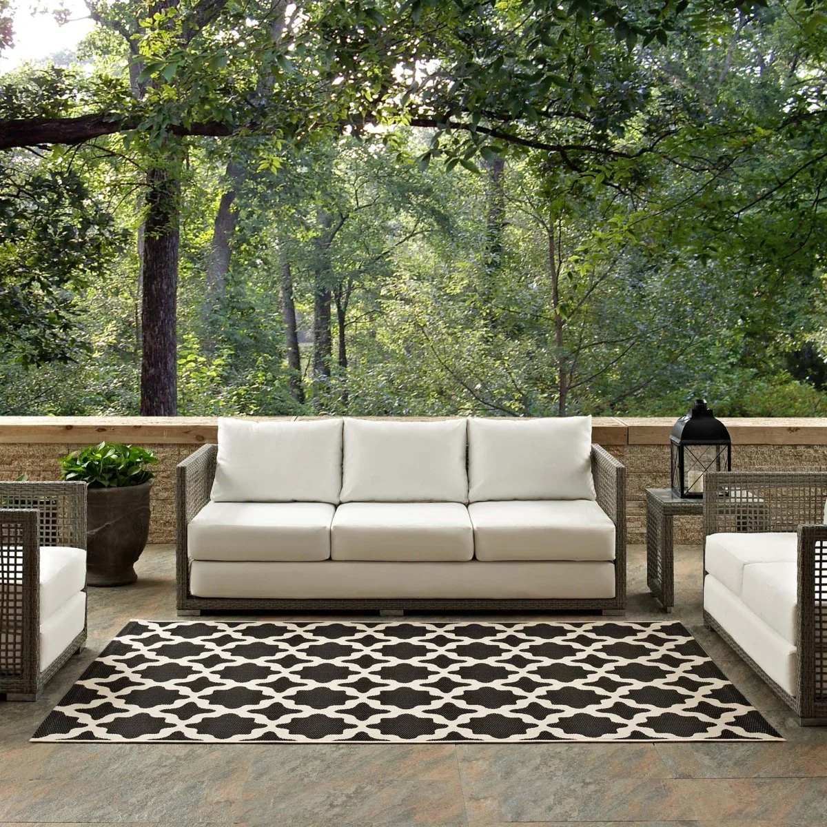 Moroccan Trellis Polypropylene Indoor Outdoor Area Rug - Versatile All-Weather - Image 148