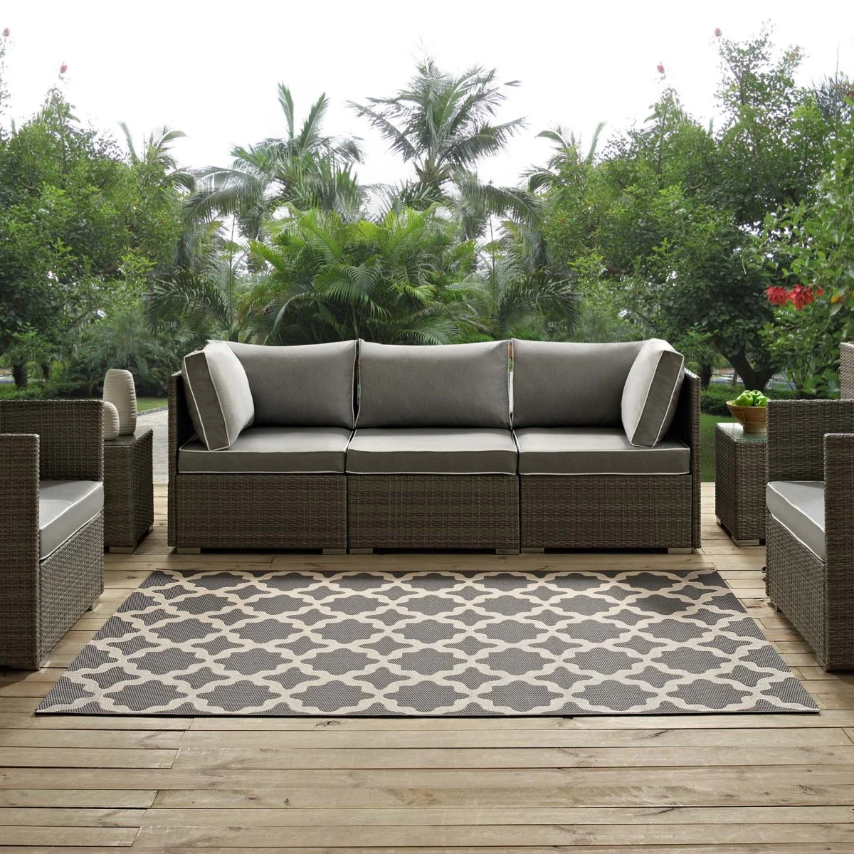 Moroccan Trellis Polypropylene Indoor Outdoor Area Rug - Versatile All-Weather - Image 157