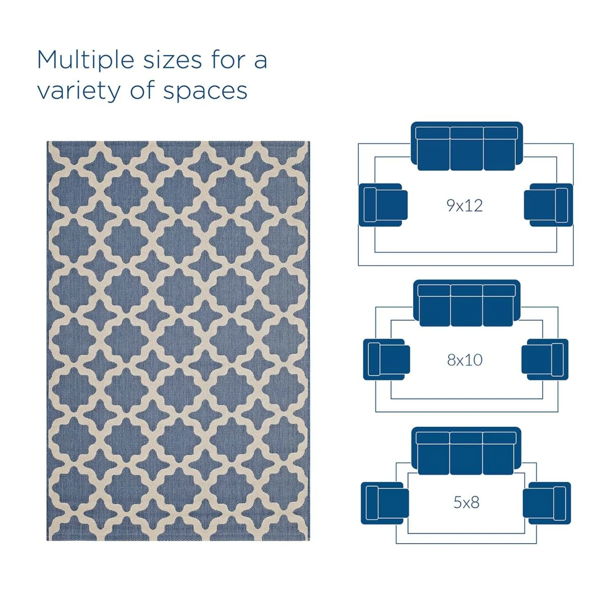 Moroccan Trellis Polypropylene Indoor Outdoor Area Rug - Versatile All-Weather - Image 48