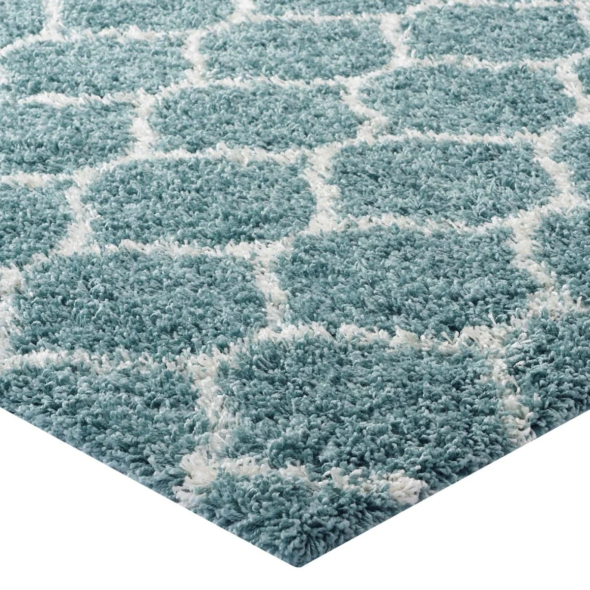 Moroccan Trellis Shag Area Rug - Plush High-Pile Accent Rug for Living Room - Image 15