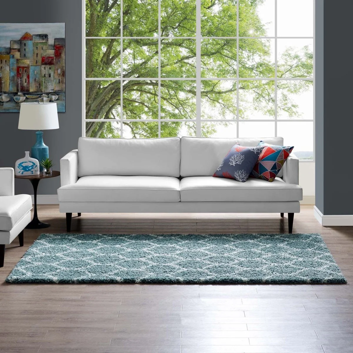 Moroccan Trellis Shag Area Rug - Plush High-Pile Accent Rug for Living Room - Image 26
