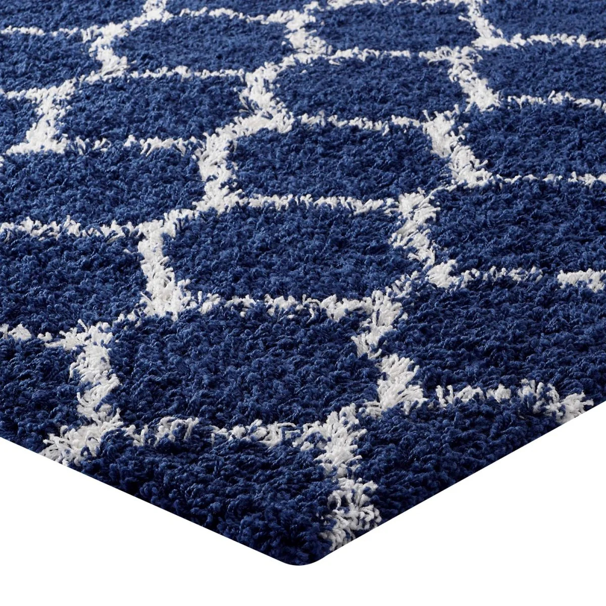 Moroccan Trellis Shag Area Rug - Plush High-Pile Accent Rug for Living Room - Image 3
