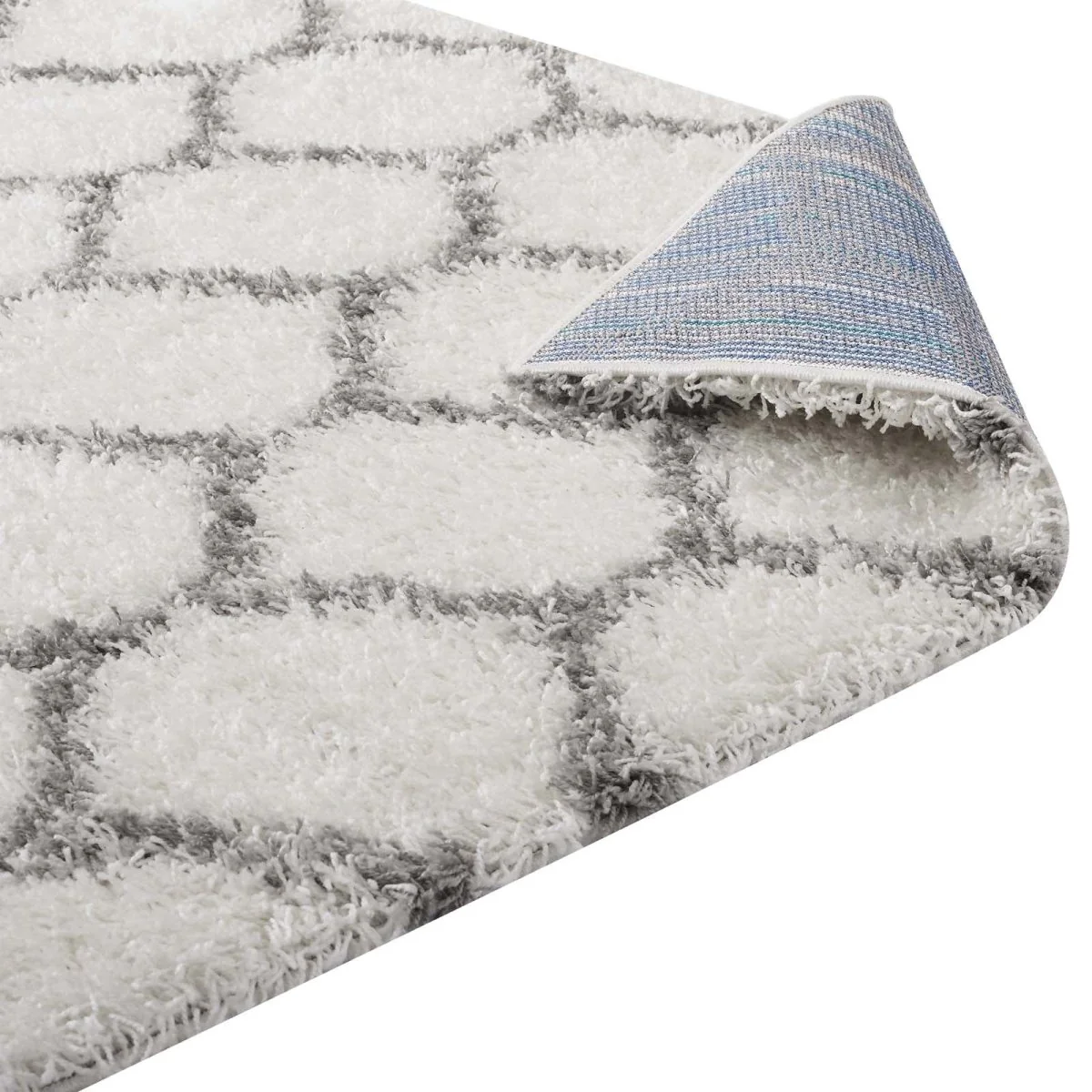 Moroccan Trellis Shag Area Rug - Plush High-Pile Accent Rug for Living Room - Image 43
