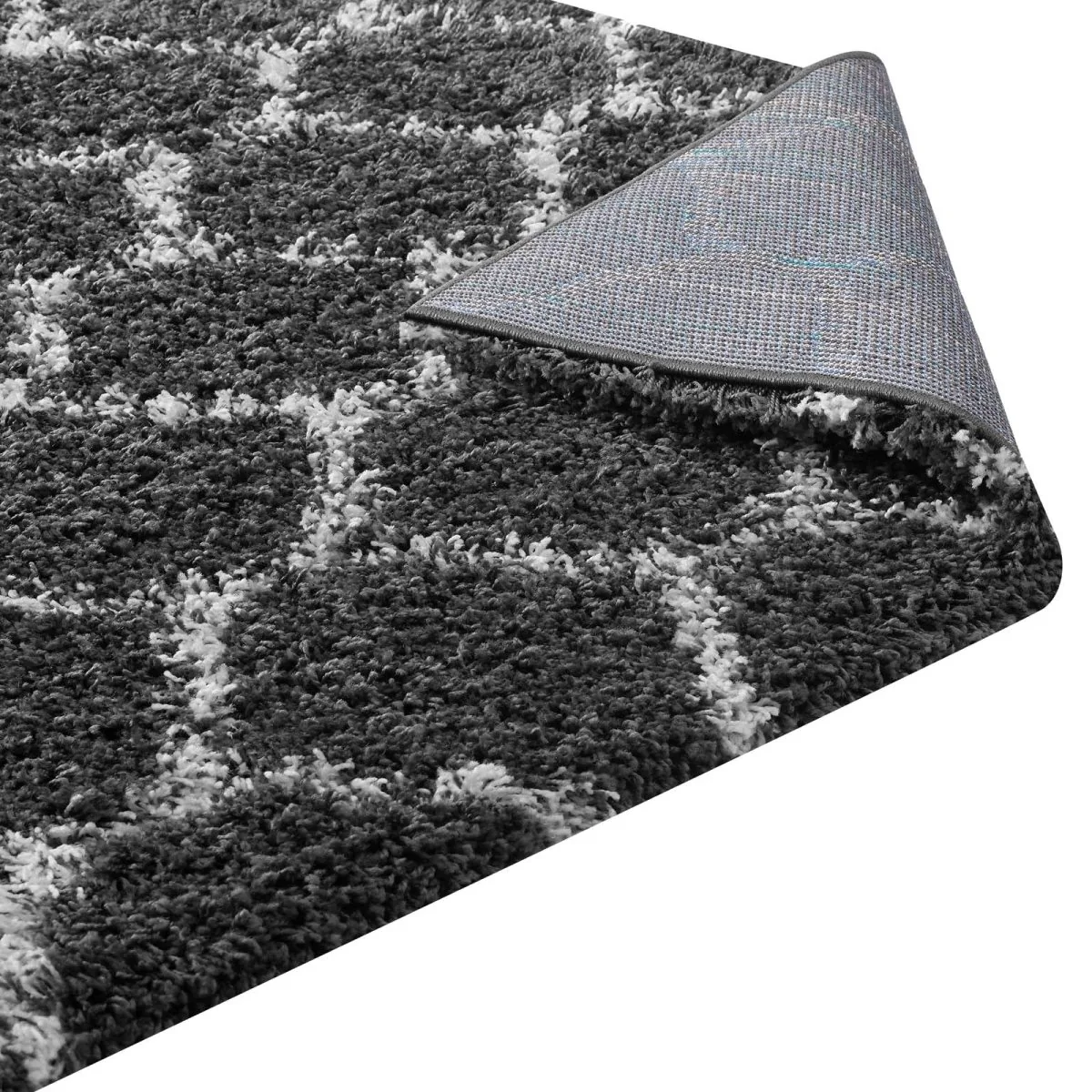 Moroccan Trellis Shag Area Rug - Plush High-Pile Accent Rug for Living Room - Image 57
