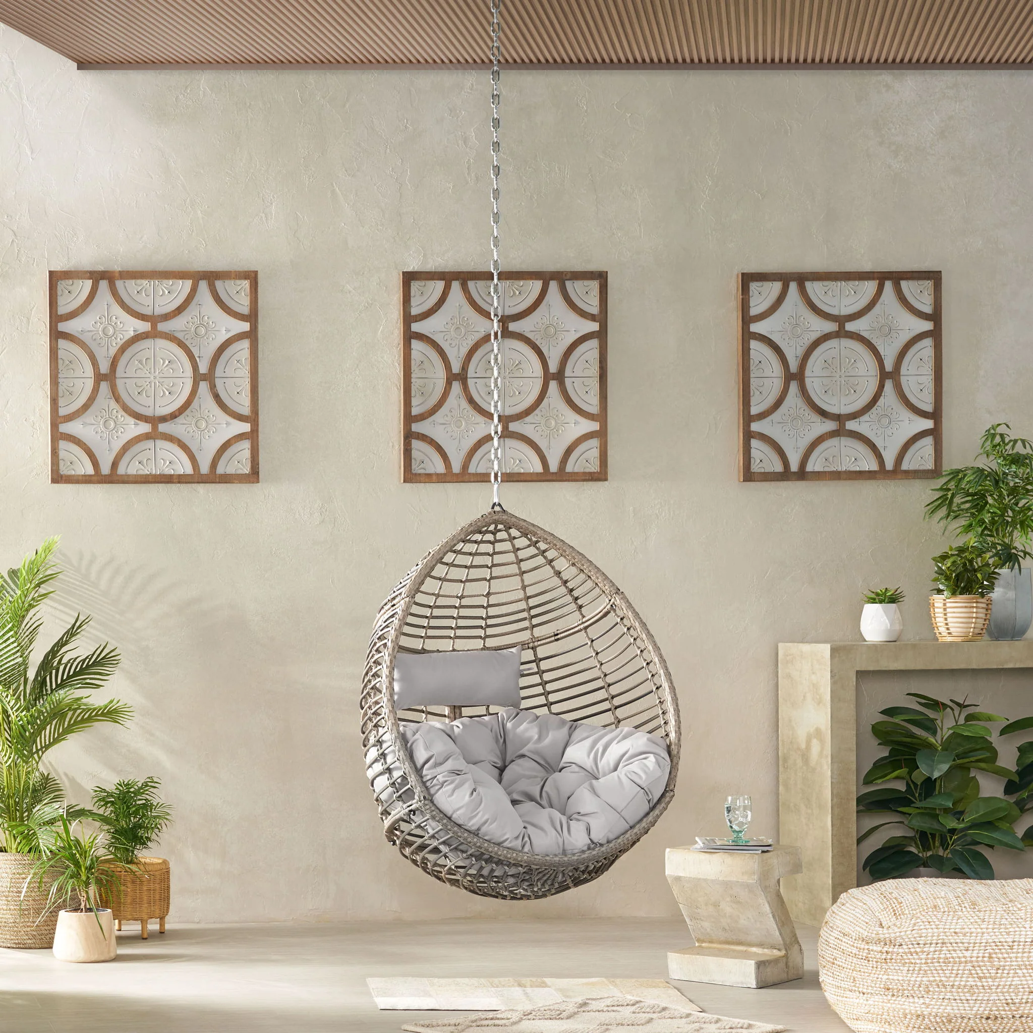Morris Teardrop - Hanging Chair With Chain And Water Resistant Cushions - Image 5