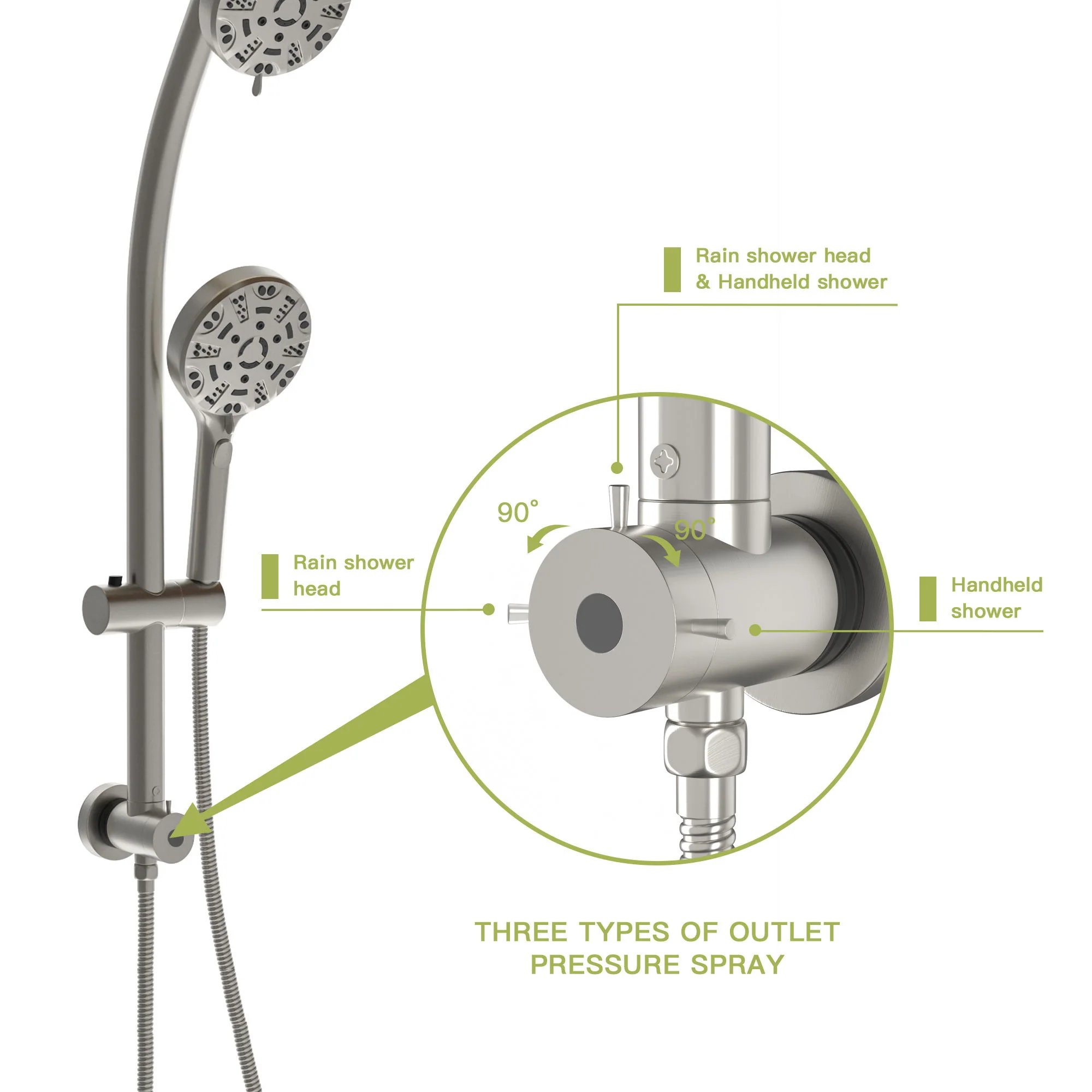 Multi Function Dual Shower Head System With 4.7" Rain Showerhead, 8 Function Hand Shower, Adjustable Slide Bar - Image 10