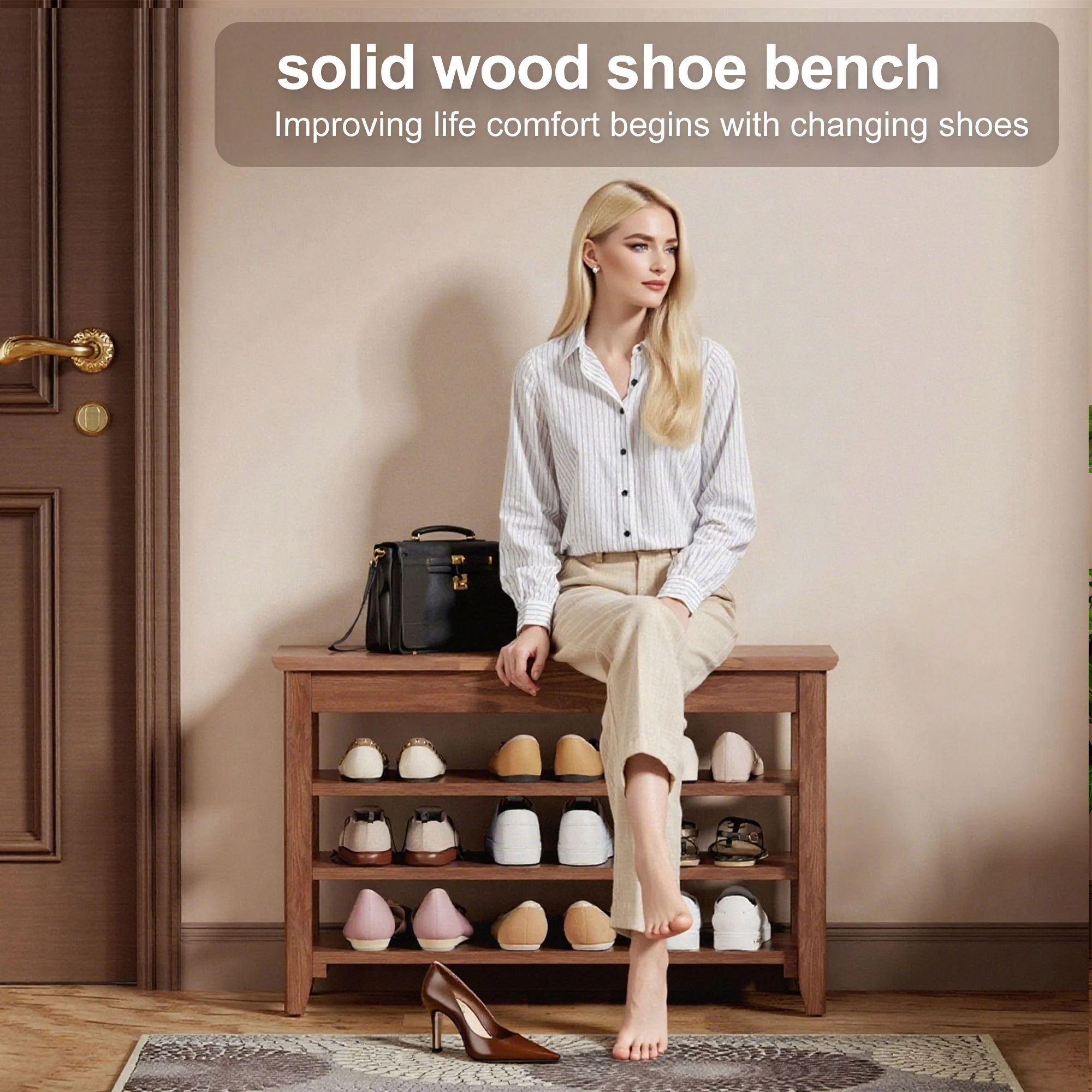 Multi Functional Double Layer Shoe Stool - Image 9
