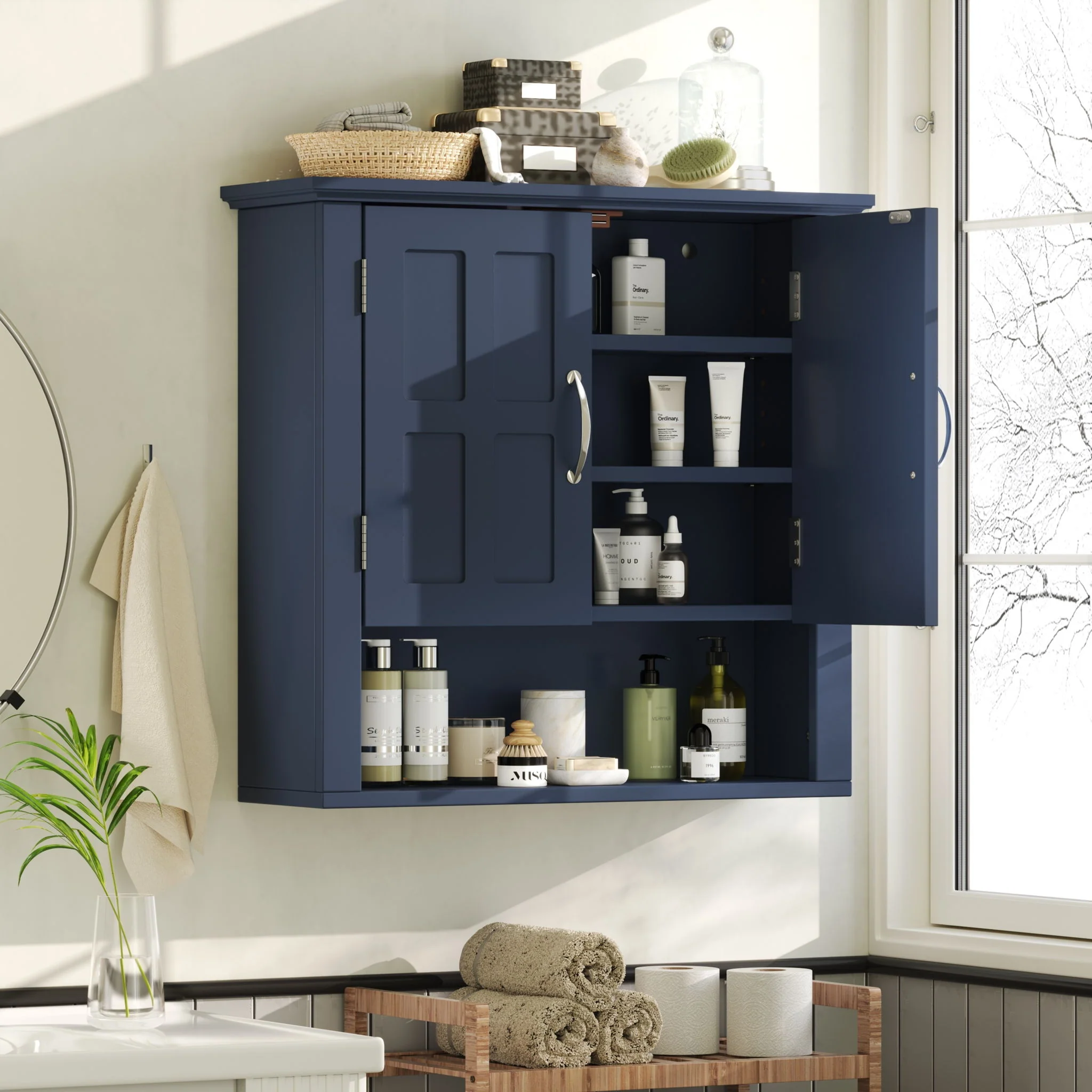 Multi Functional Wall Mounted Cabinet With Adjustable Shelves For Bathroom - Image 4