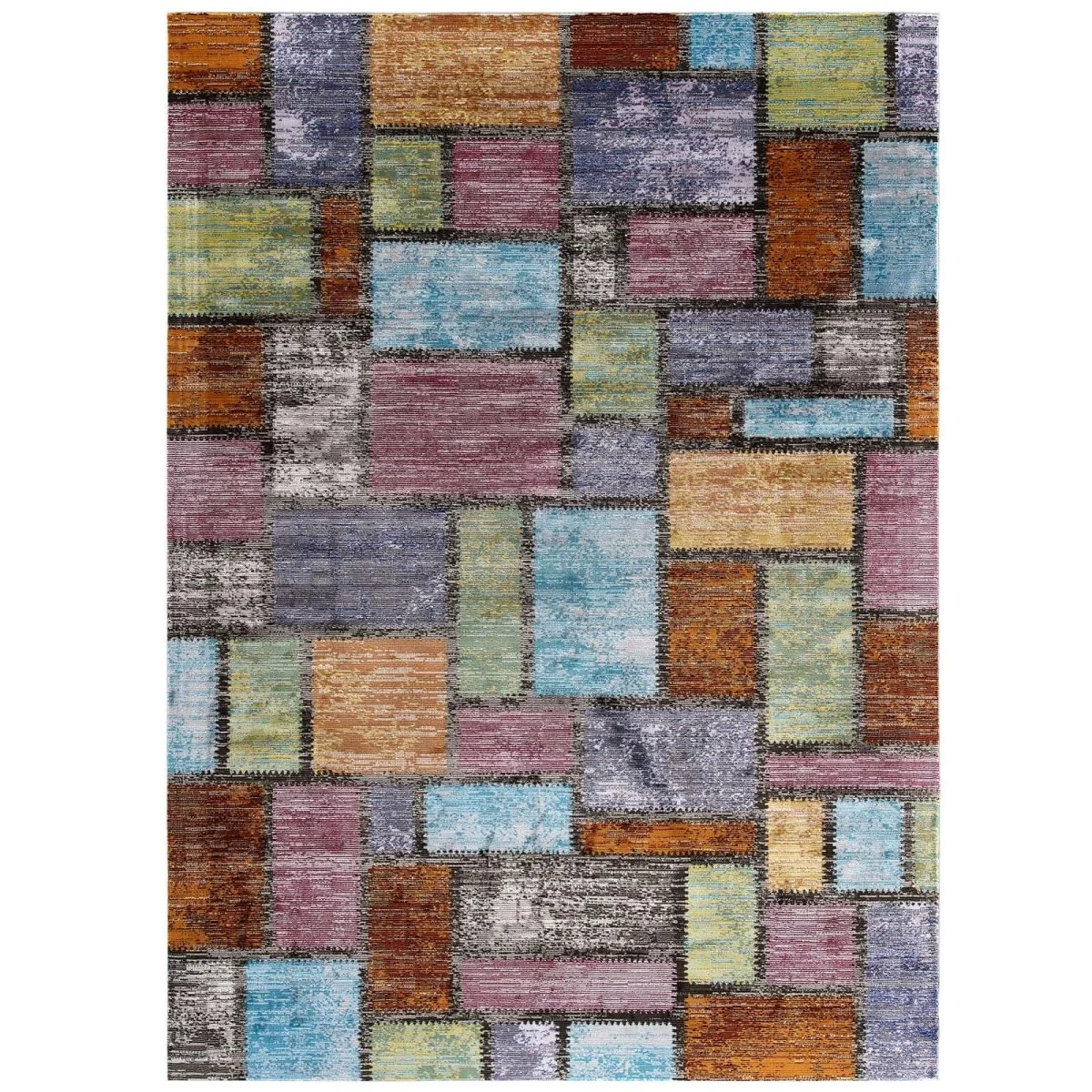 Multicolored Abstract Geometric Mosaic Area Rug - Modern Patterned Floor Accent - Image 9