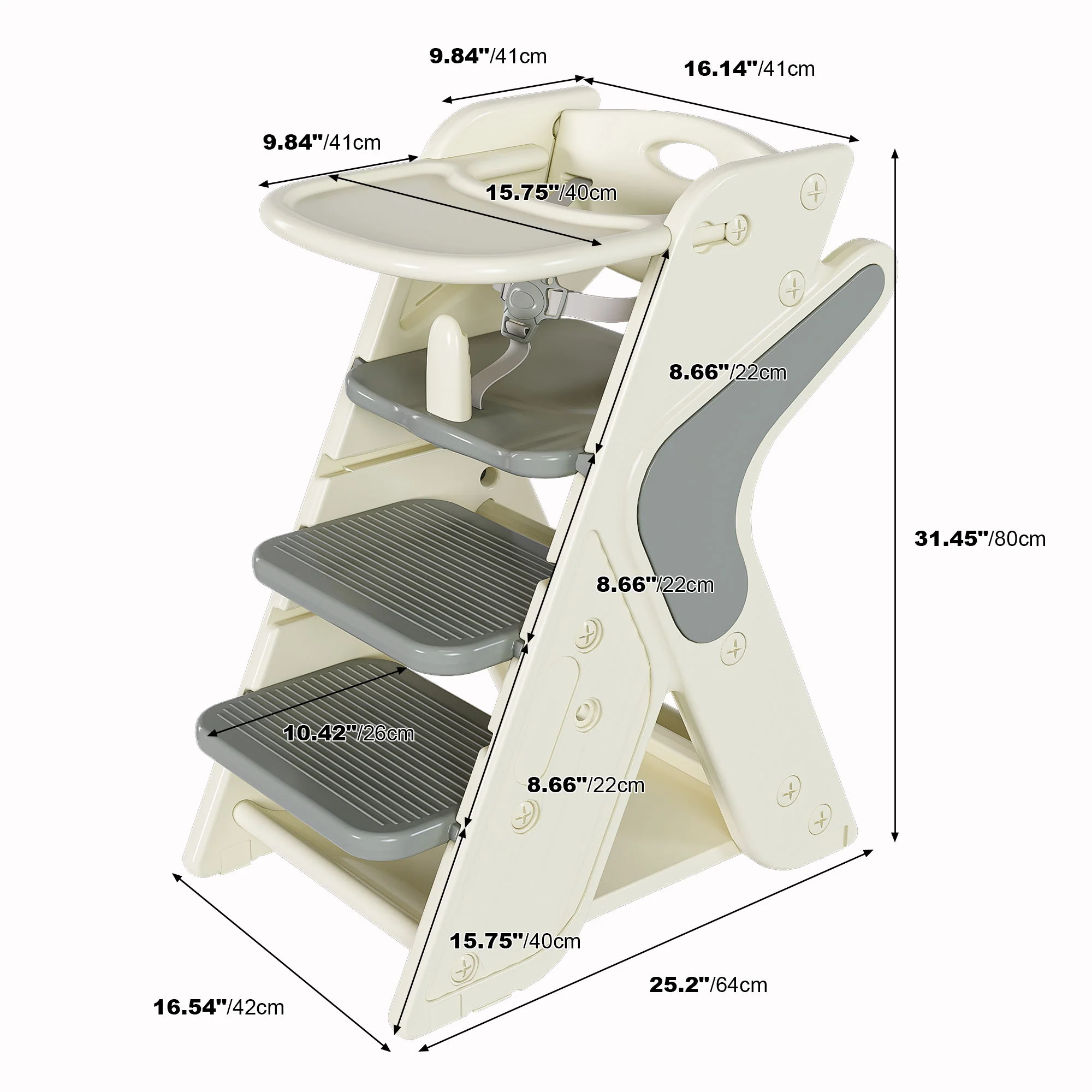 Multifunctional Growing Up Dining Chair With Adjustable Height And 5 Point Seat Belts - Image 18