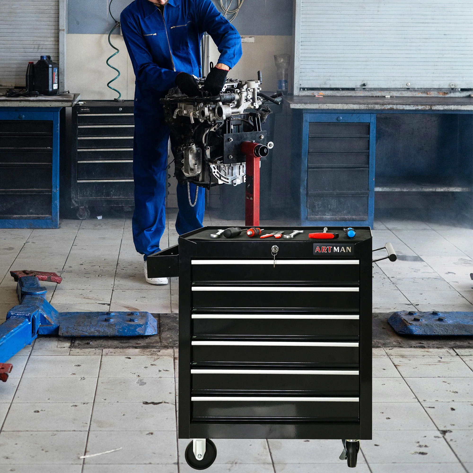 Multifunctional Tool Cart With Wheels And Drawers - Image 34