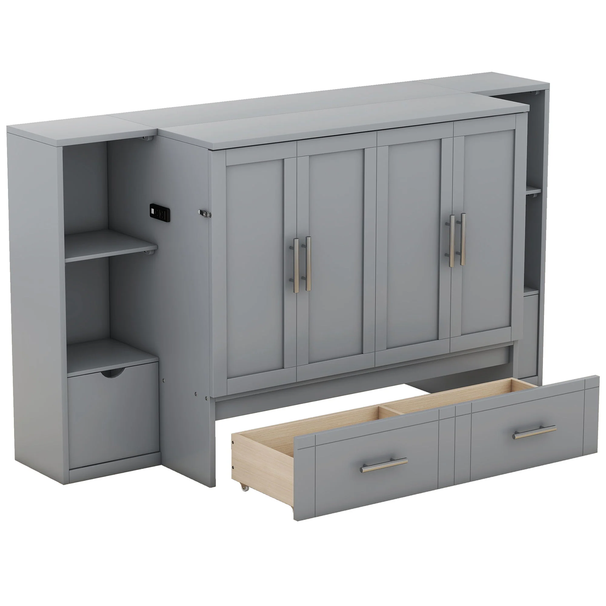 Murphy Bed With Shelves, Drawers And USB Ports - Image 13
