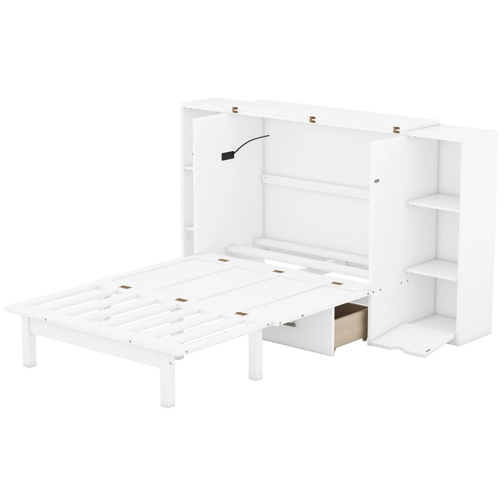 Murphy Bed With Shelves, Drawers And USB Ports - Image 17