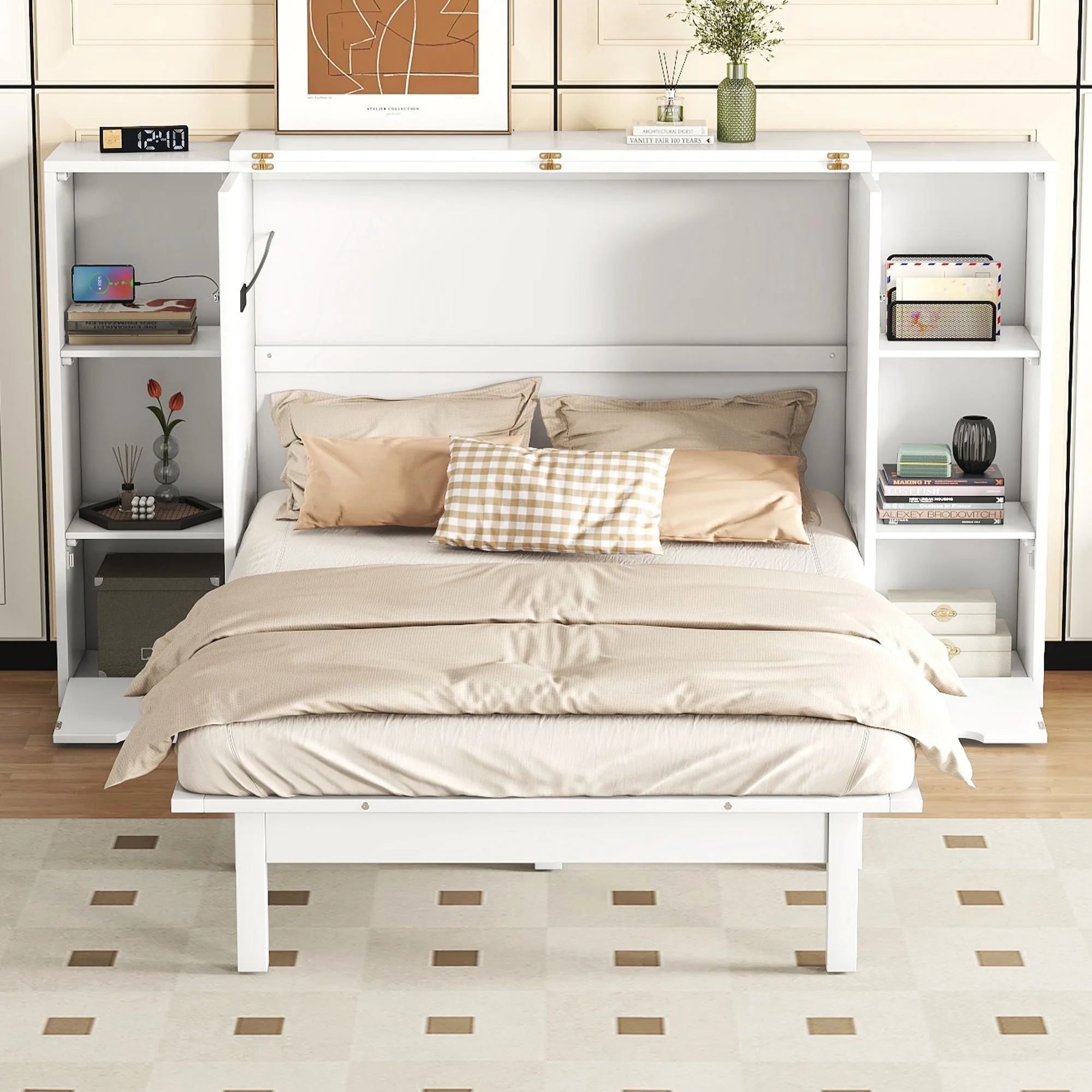 Murphy Bed With Shelves, Drawers And USB Ports - Image 5