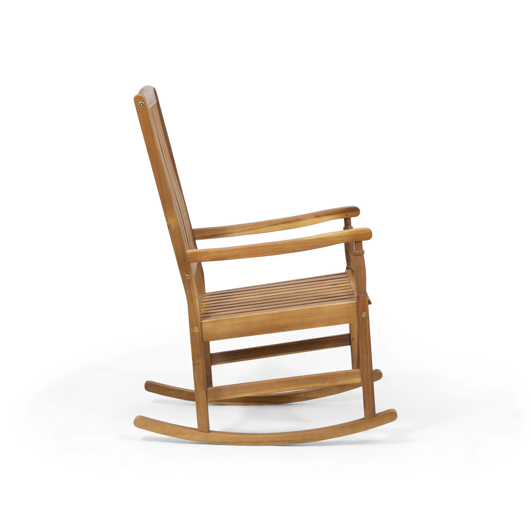 Muse - Outdoor Acacia Rocking Chair With Slat Design - Teak - Image 5
