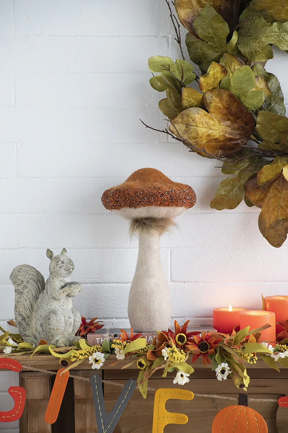 Mushroom Holiday Ornament, For Harvest Festival Fall Festival & Thanksgiving Table Decorations (Set of 2) - Beige / Orange - Image 3