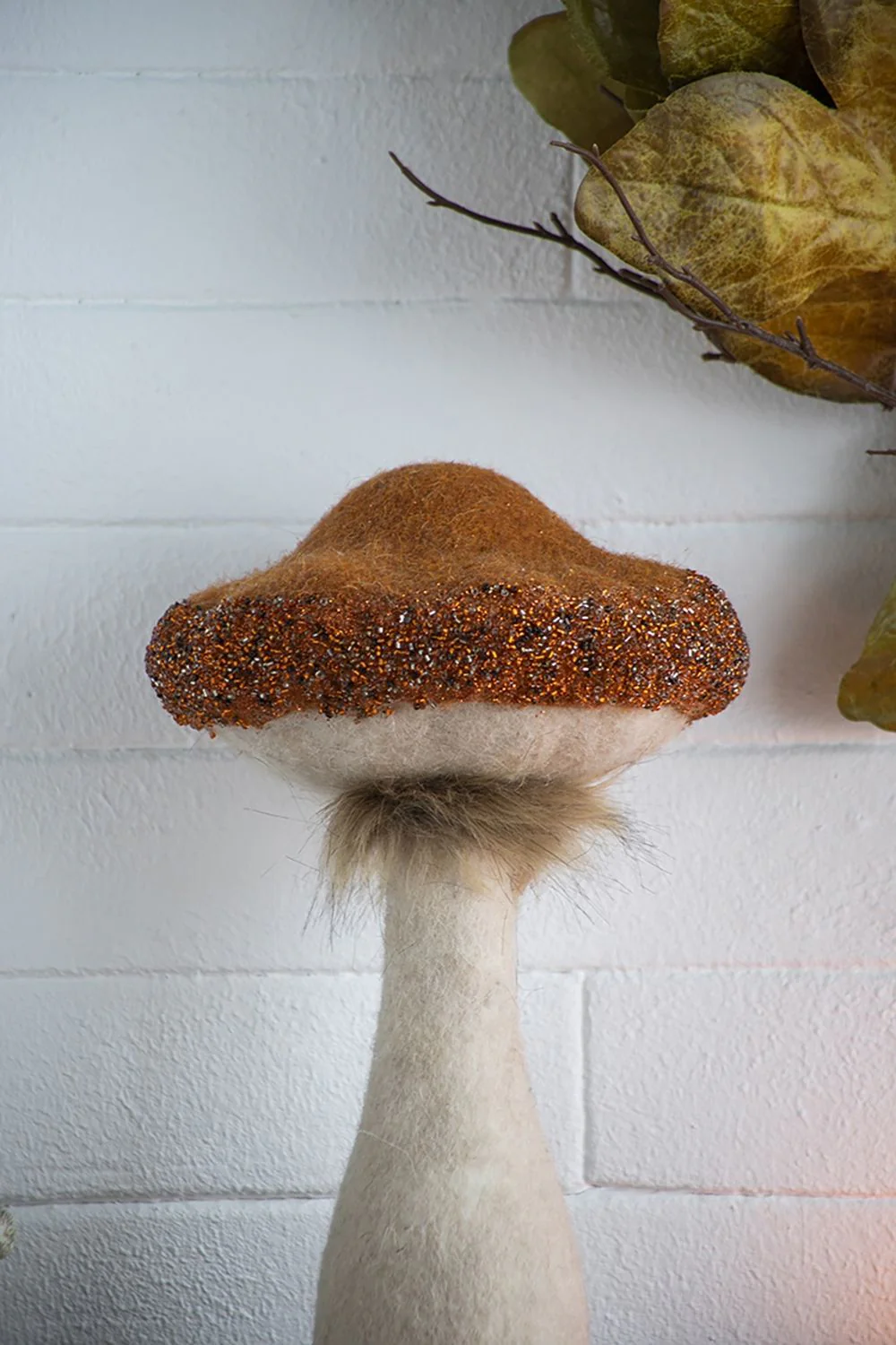 Mushroom Holiday Ornament, For Harvest Festival Fall Festival & Thanksgiving Table Decorations (Set of 2) - Beige / Orange - Image 5