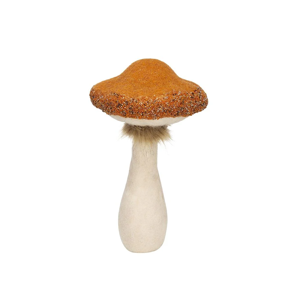 Mushroom Holiday Ornament, For Harvest Festival Fall Festival & Thanksgiving Table Decorations (Set of 2) - Beige / Orange - Image 6