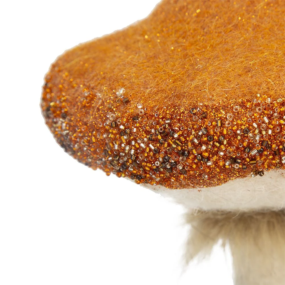Mushroom Holiday Ornament, For Harvest Festival Fall Festival & Thanksgiving Table Decorations (Set of 2) - Beige / Orange - Image 7
