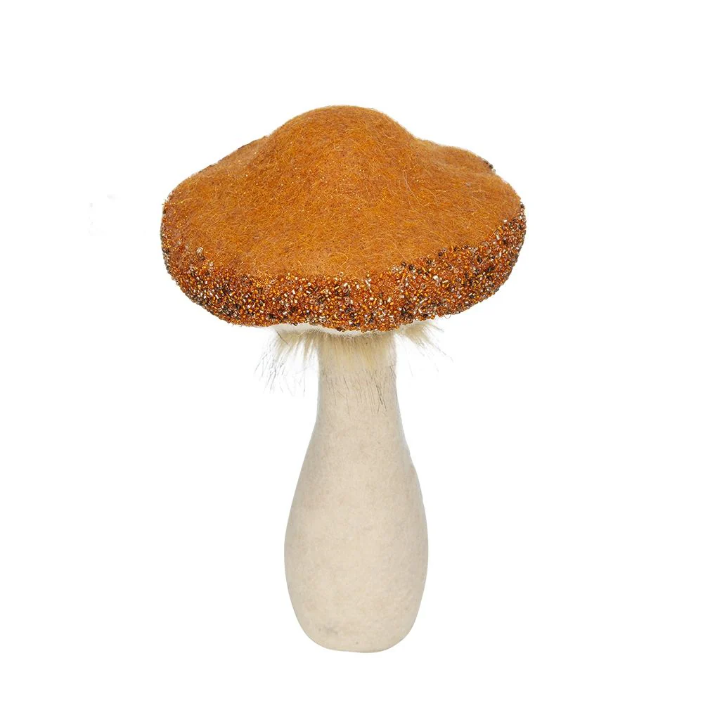 Mushroom Holiday Ornament, For Harvest Festival Fall Festival & Thanksgiving Table Decorations (Set of 2) - Beige / Orange - Image 8