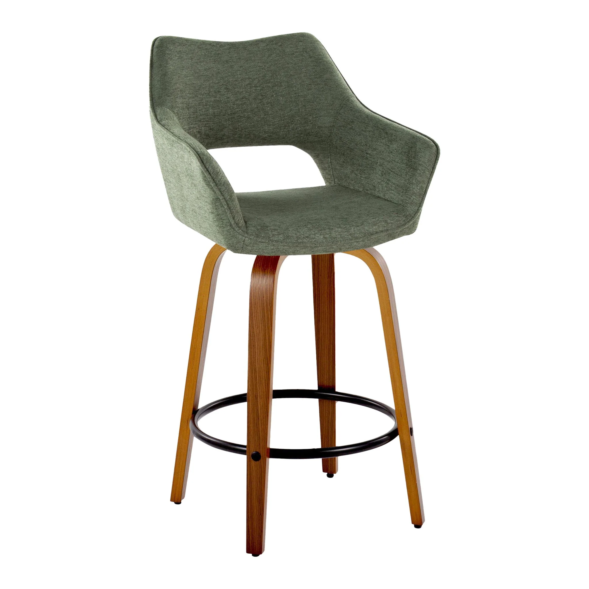 Mustang - Contemporary Fixed Height Counter Stool With Swivel With Round Footrest (Set of 2) - Image 12