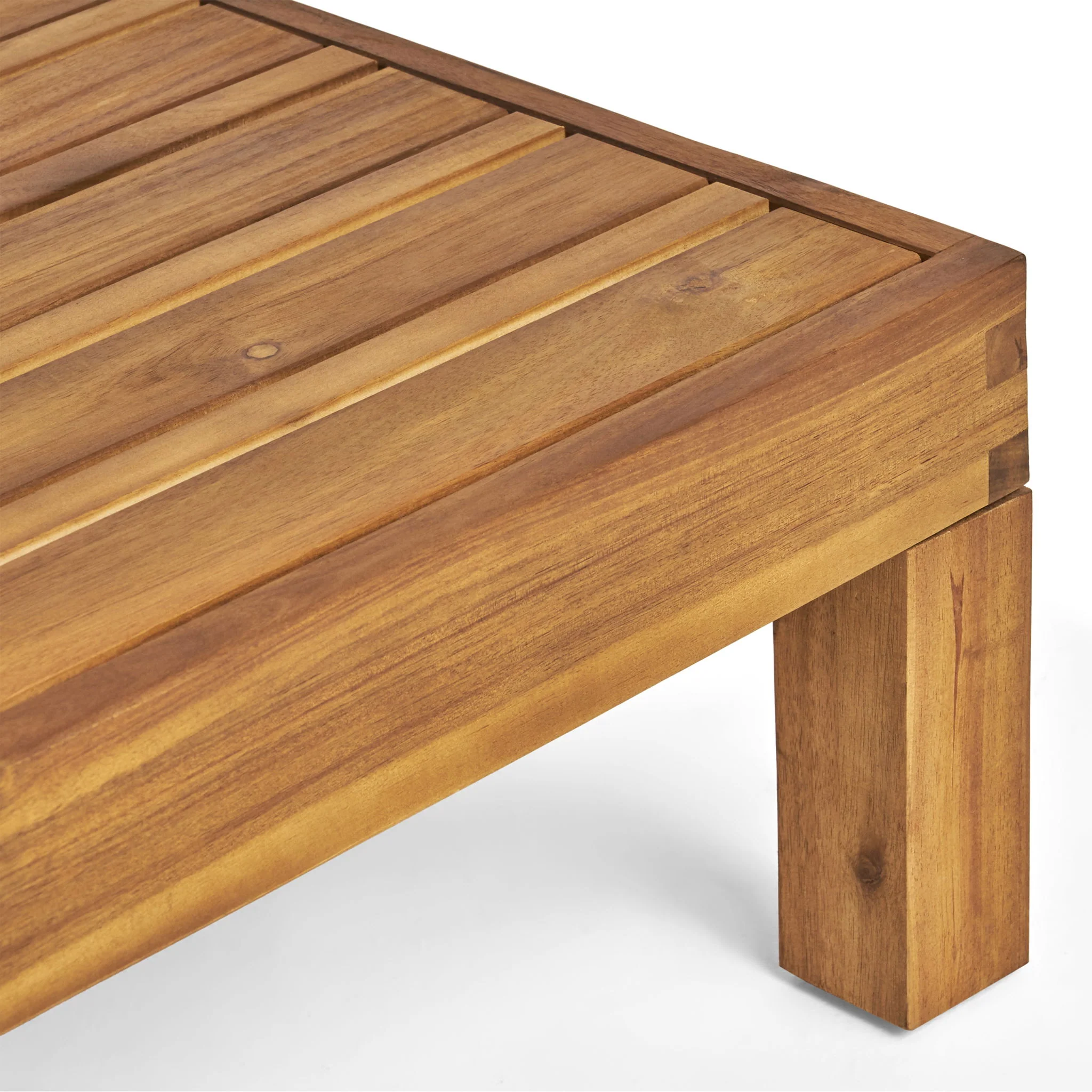 Mythical - Square Outdoor Coffee Table With Frame And Slat Top - Teak - Image 5