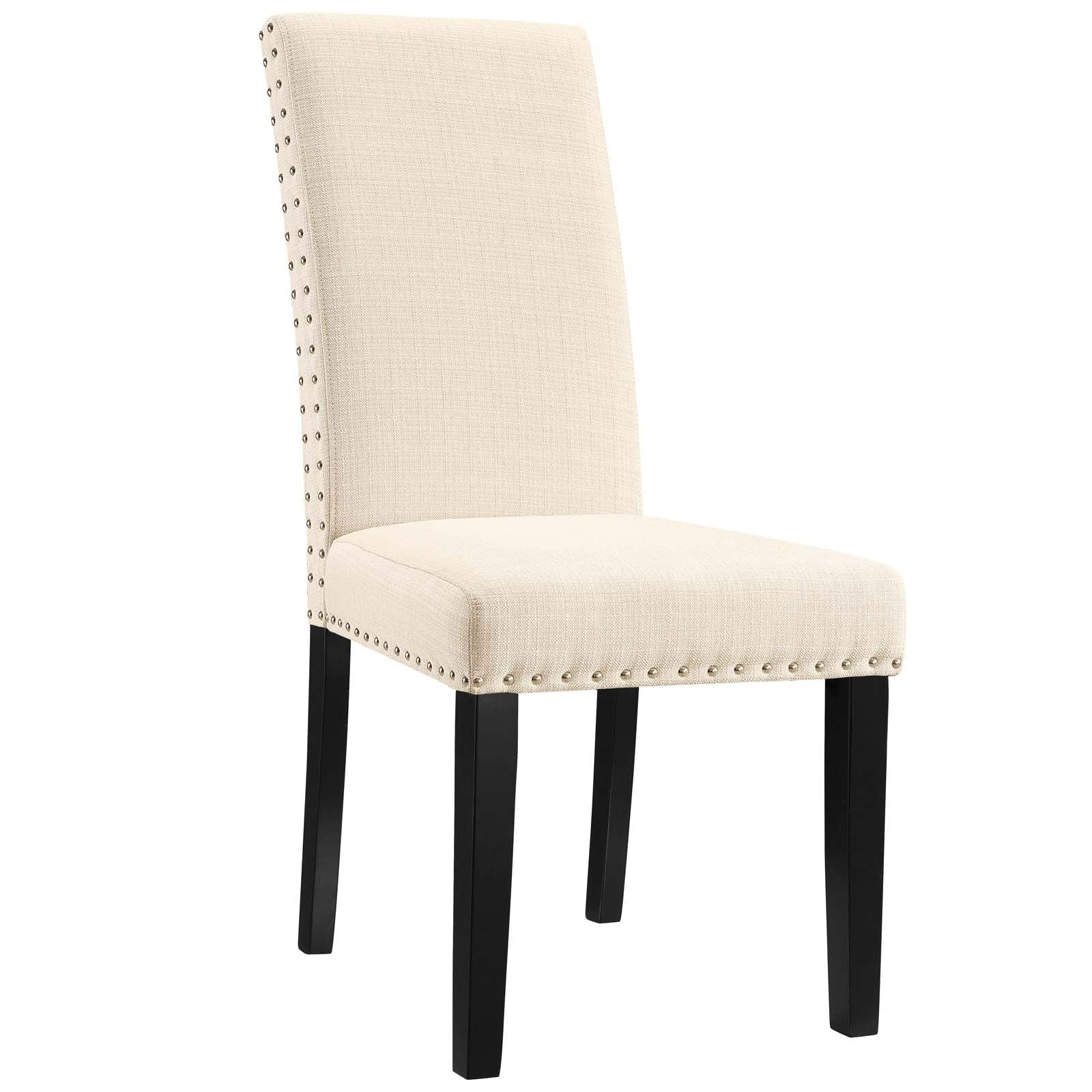 Nailhead Trim Fabric Dining Side Chair Set with Wood Legs – Set of 4 - Image 4