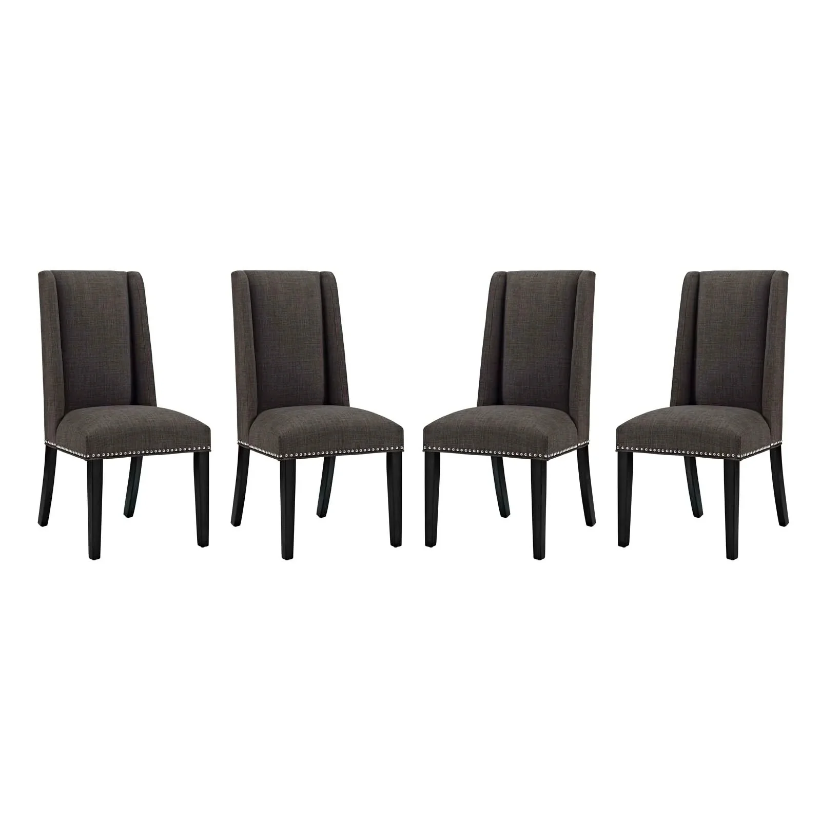 Nailhead Trim Fabric Dining Side Chair Set with Wood Legs – Set of 4 - Image 5