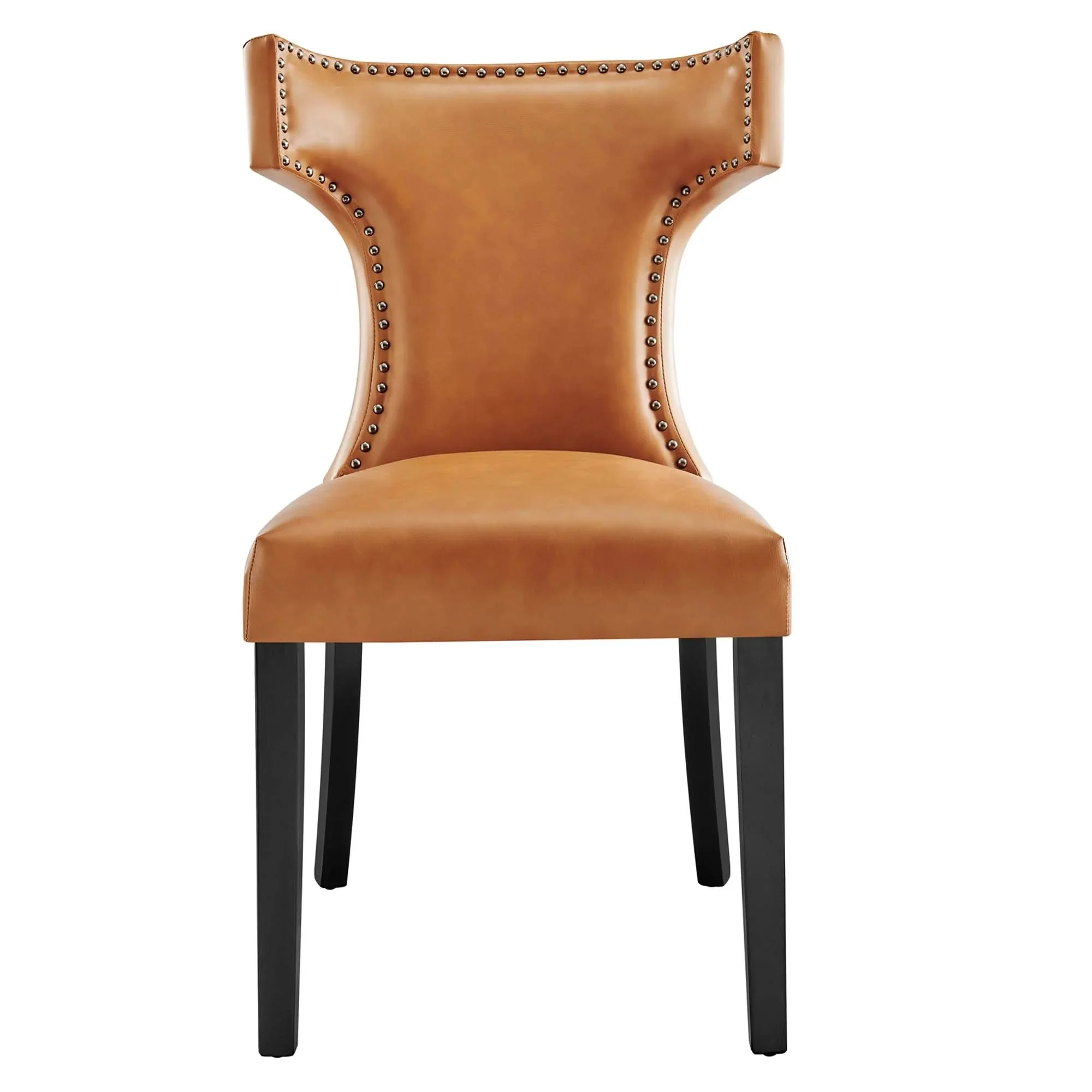 Nailhead Trim Vegan Leather Hourglass Dining Side Chair - Image 9