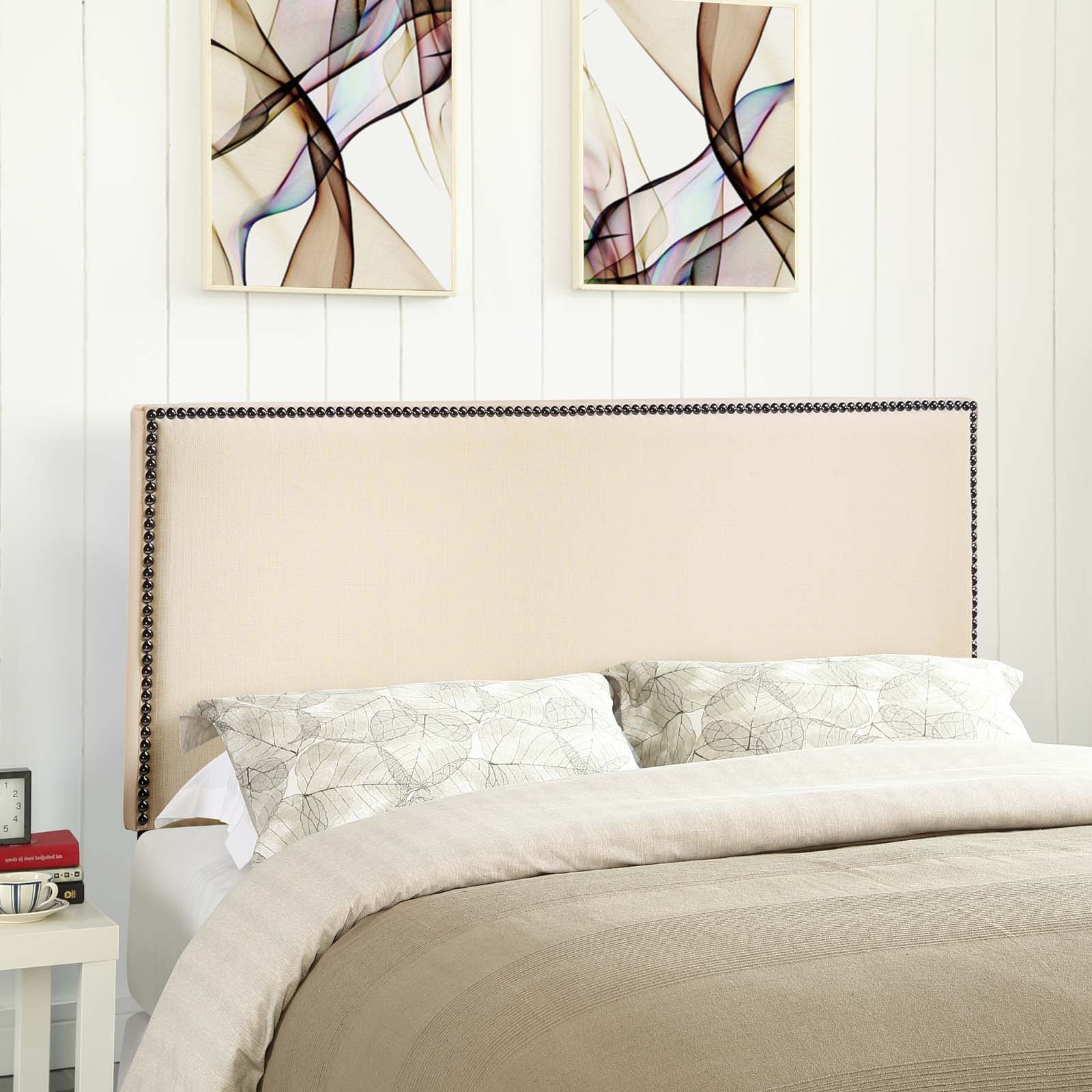 Nailhead Upholstered Linen Headboard - Image 30